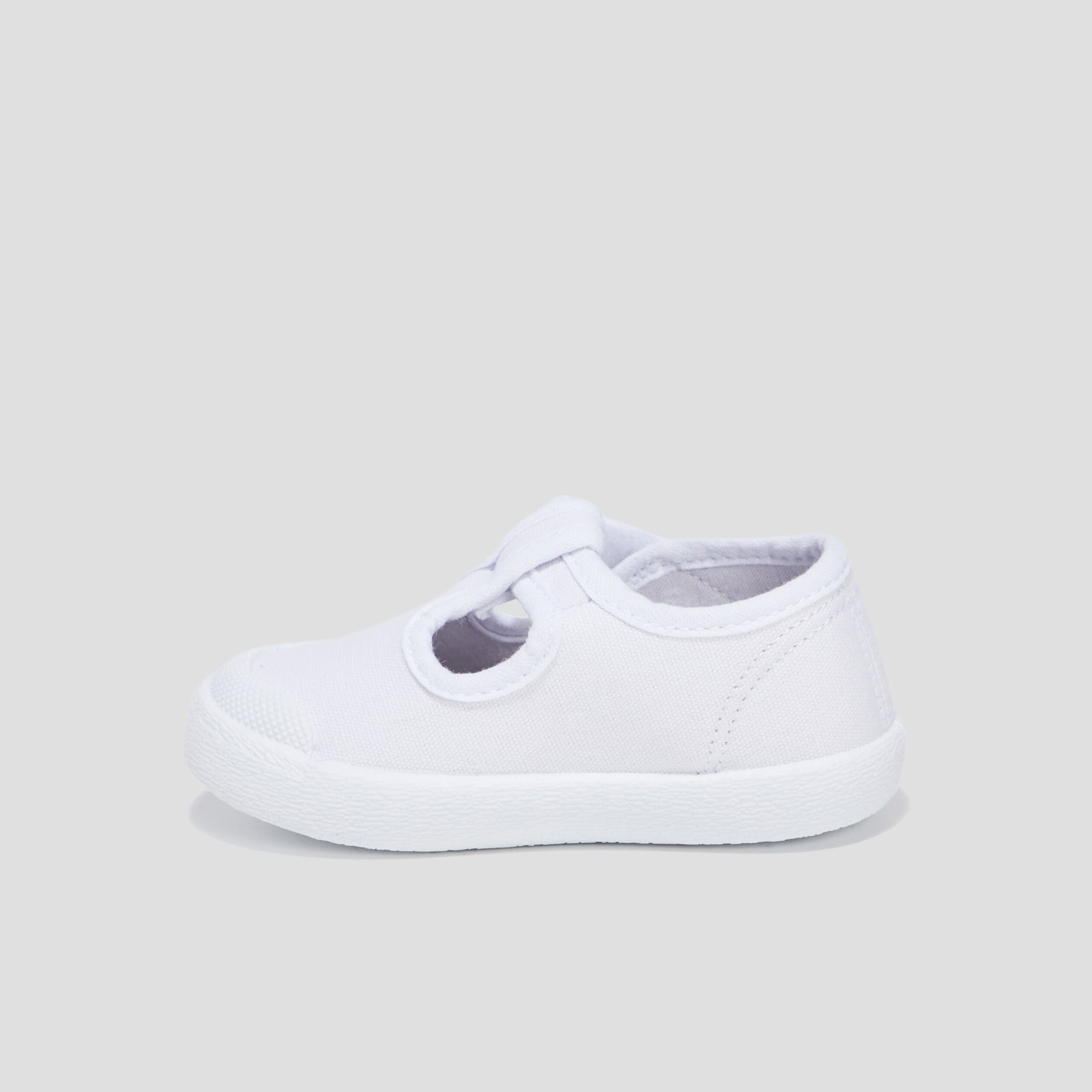 Salom&eacute; en toile avec semelle souple blanc b&eacute;b&eacute; fille