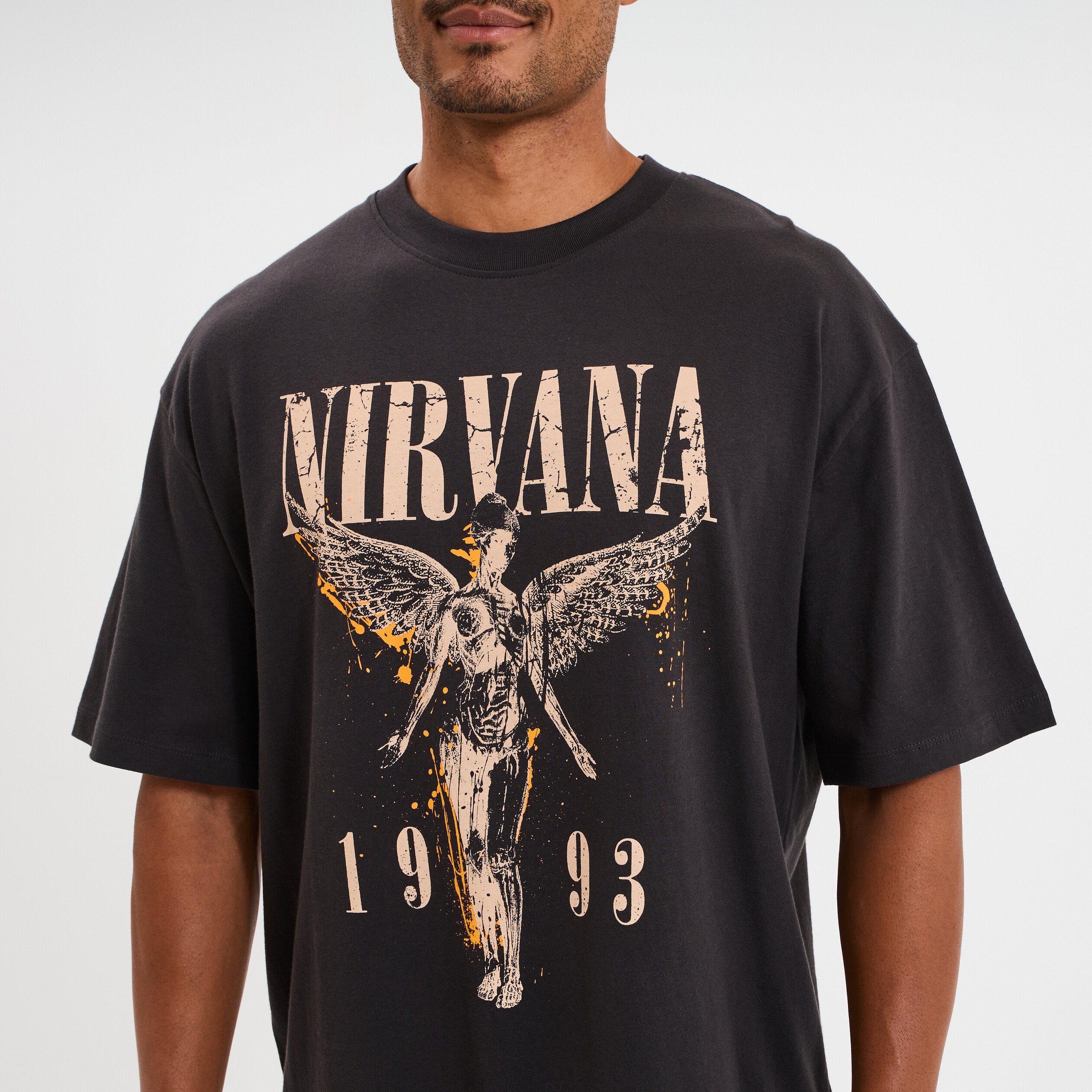 t shirt manches courtes coton nirvana gris fonce homme T-shirt manches courtes coton Nirvana gris foncé homme