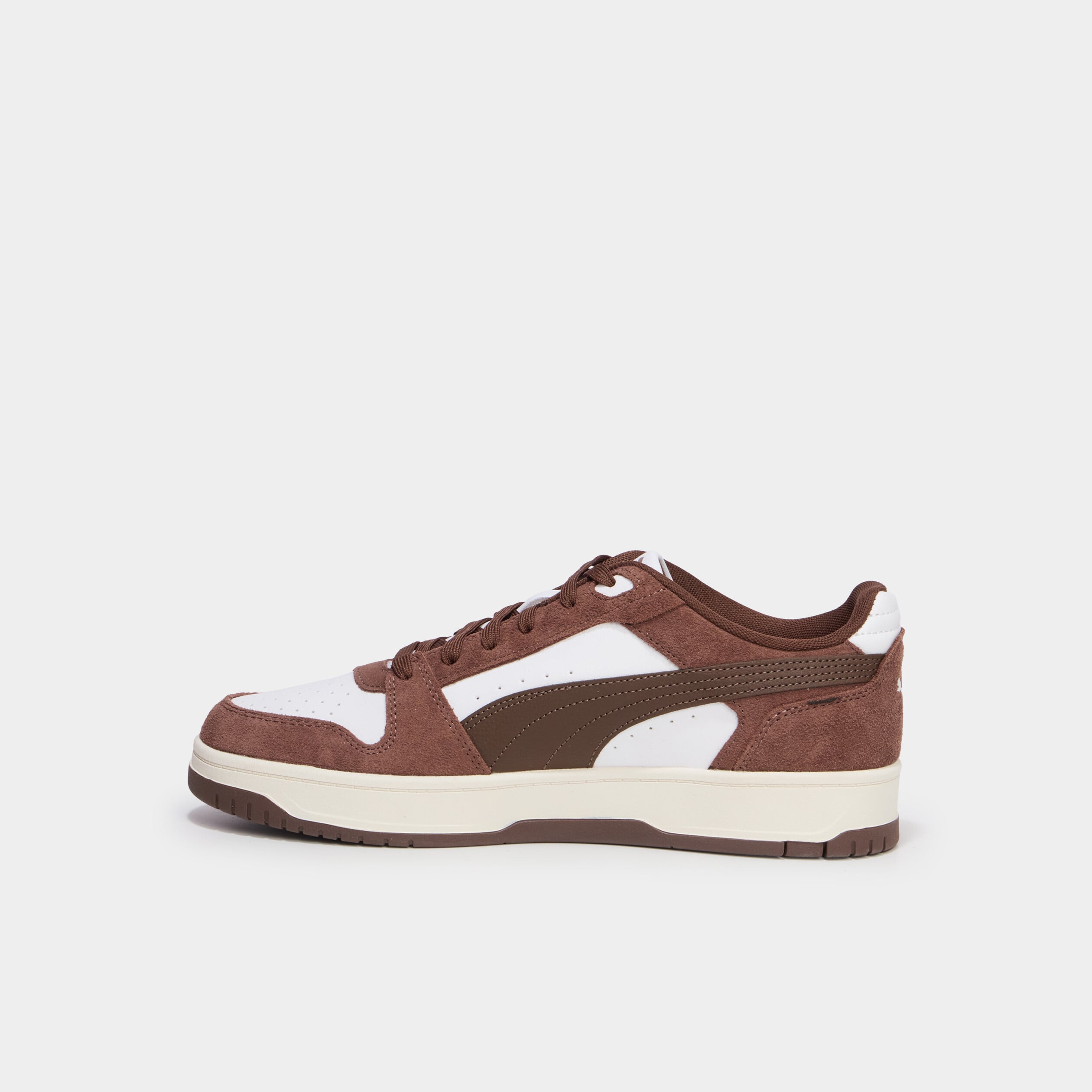 Baskets &agrave; lacets en cuir Puma marron homme