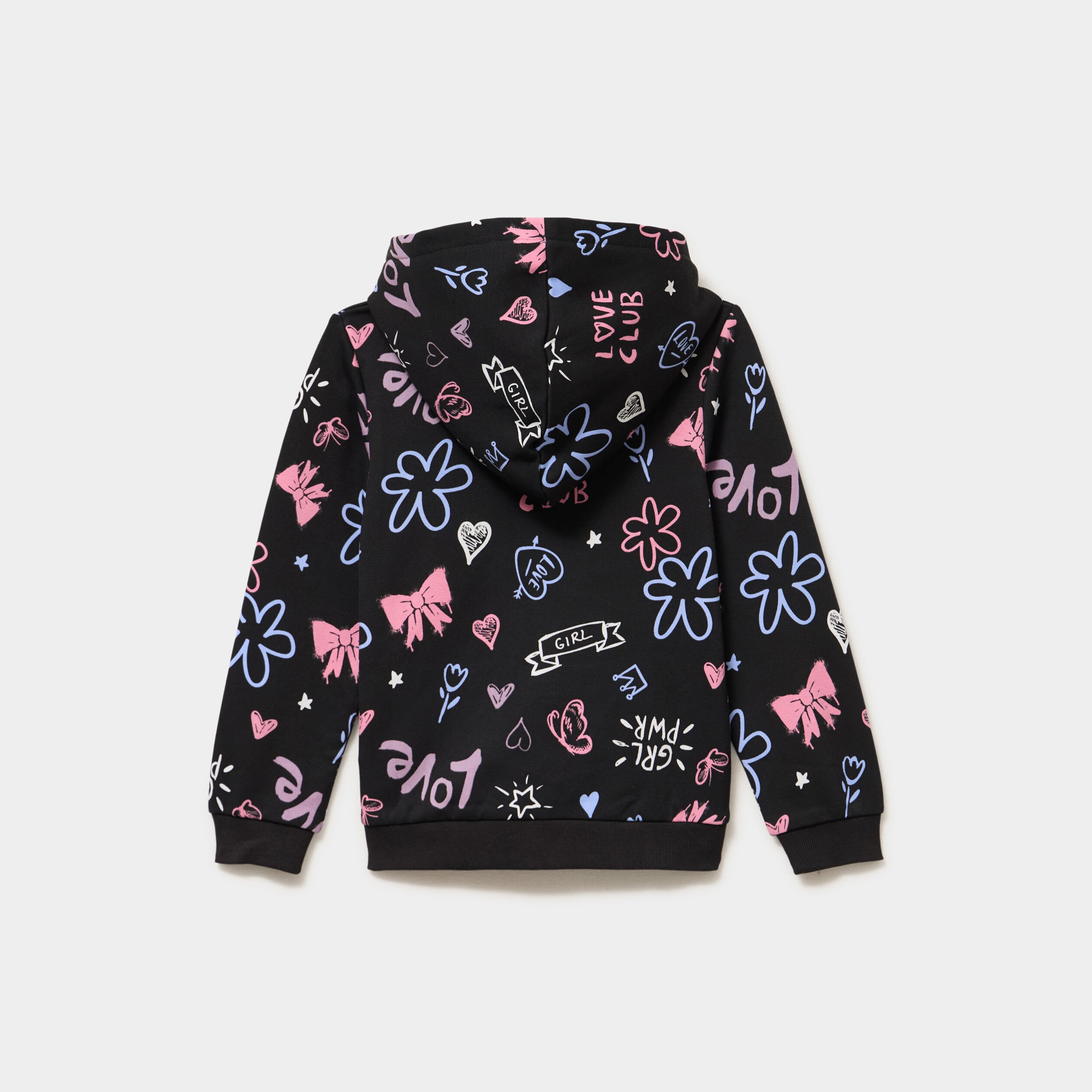 Sweat zipp&eacute; &agrave; capuche noir fille