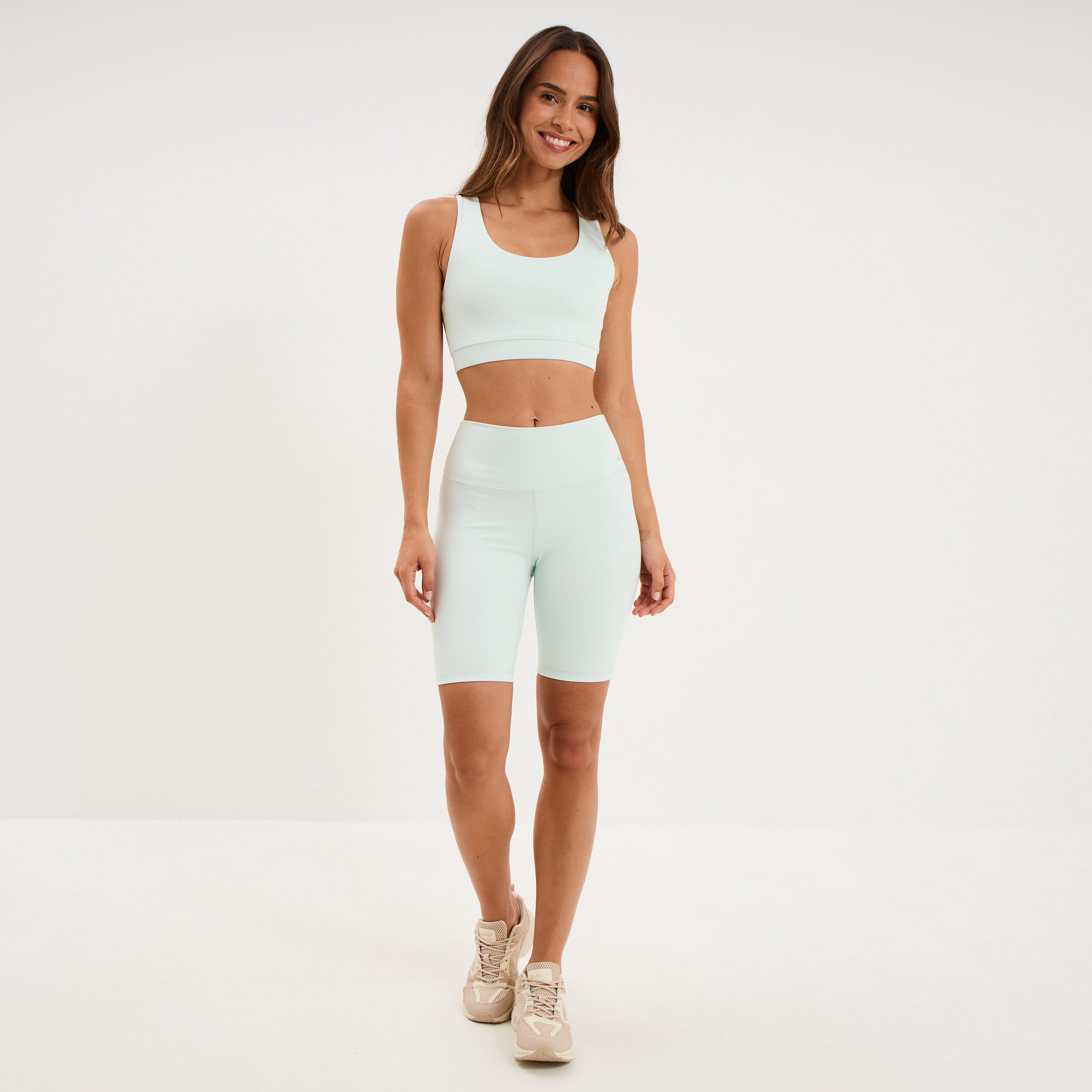 Short cycliste de sport taille haute bleu turquoise femme
