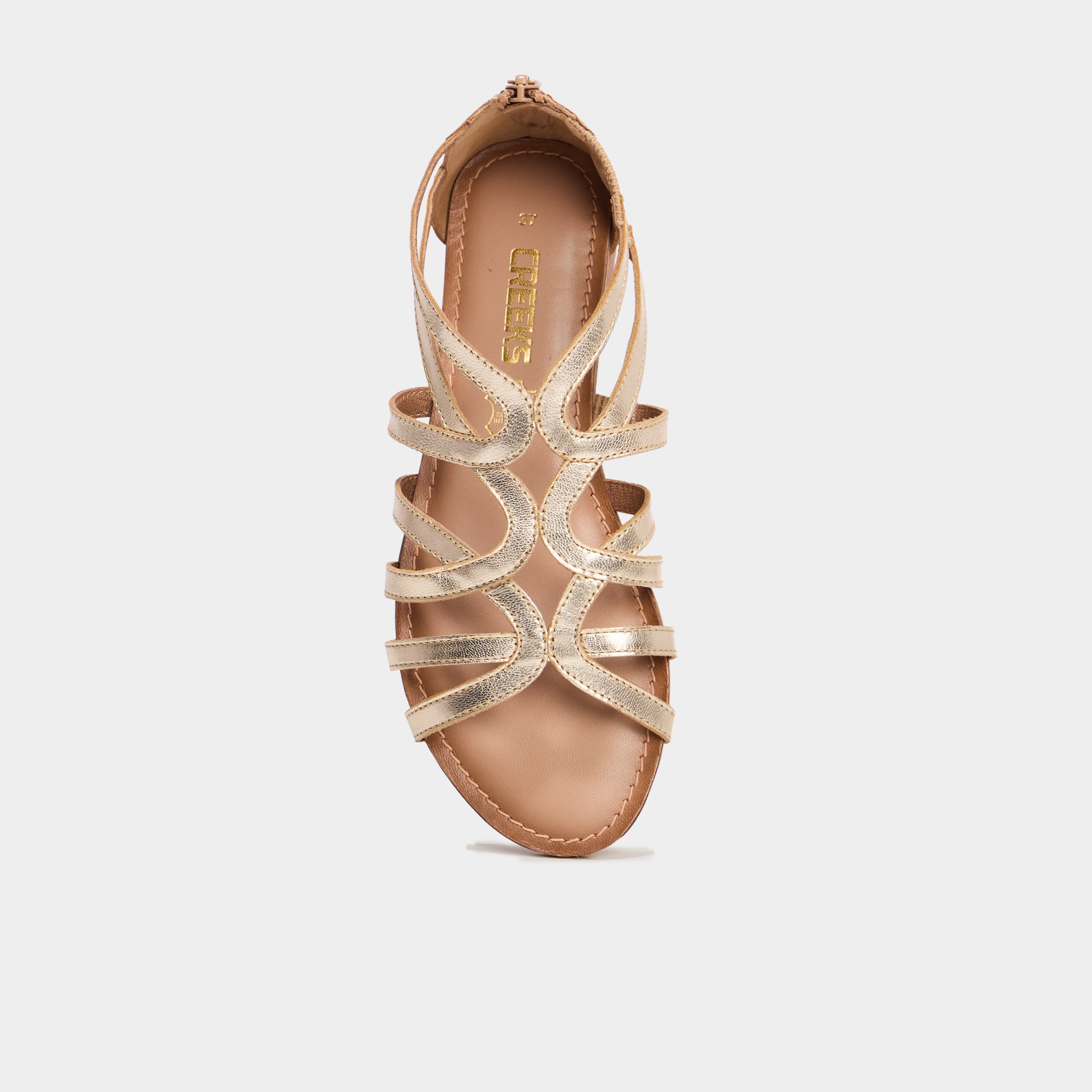 sandales plates en cuir jaune or femme Sandales plates en cuir jaune or femme
