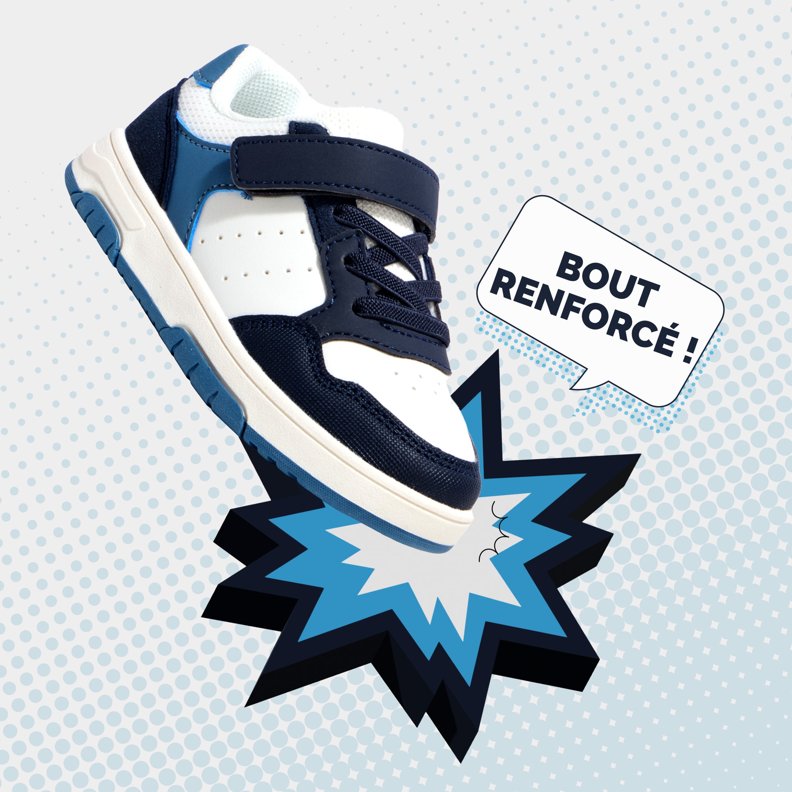 Baskets &agrave; scratchs bout renforc&eacute; bleu gar&ccedil;on