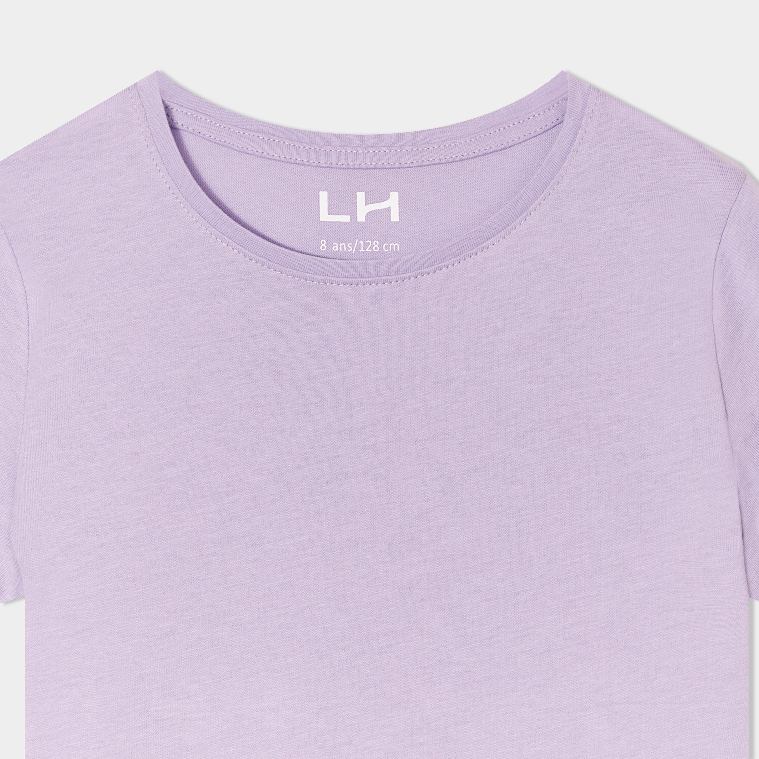 t shirt manches courtes en coton mauve fille T-shirt manches courtes en coton mauve fille
