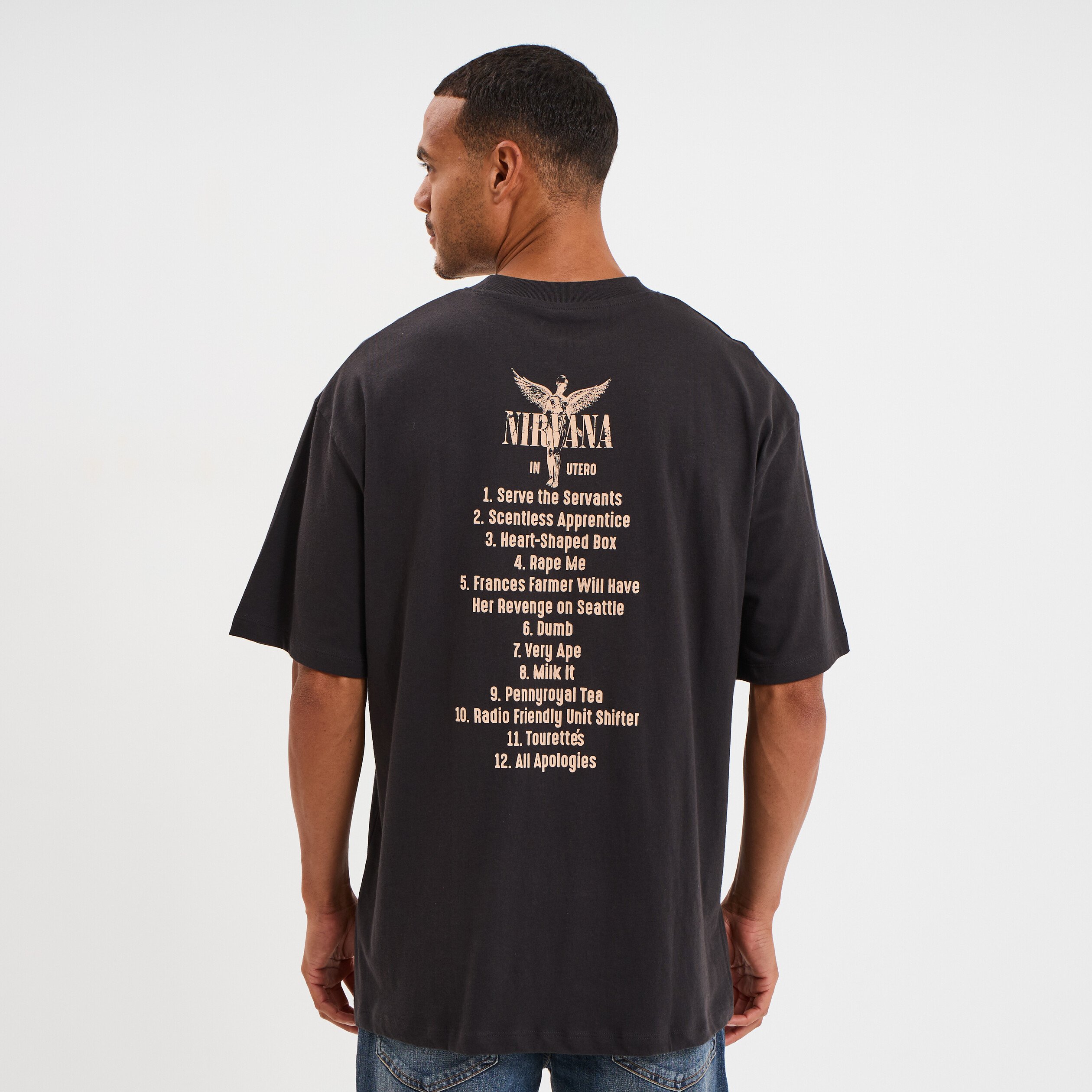 t shirt manches courtes coton nirvana gris fonce homme T-shirt manches courtes coton Nirvana gris foncé homme