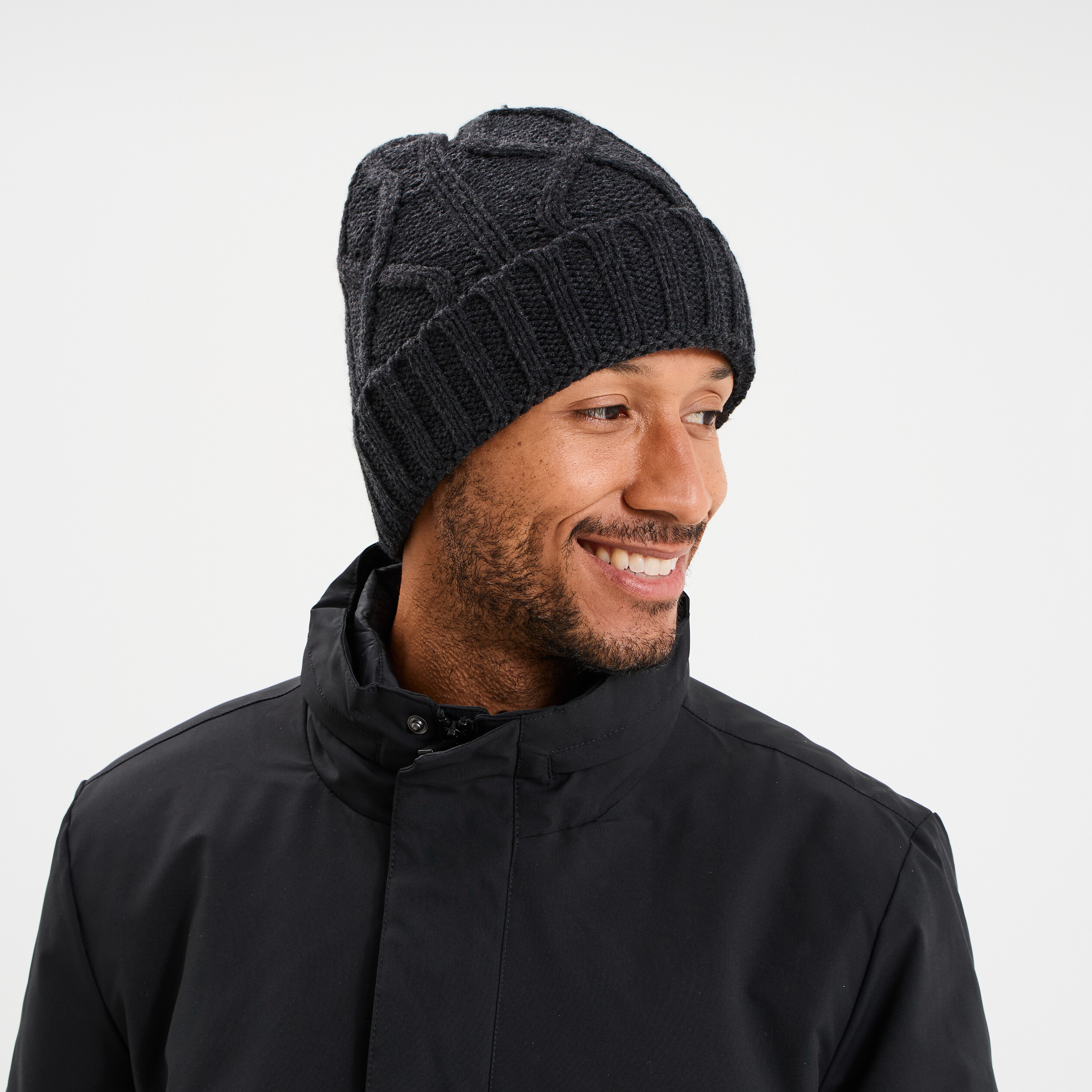 Bonnet &agrave; torsades gris clair homme