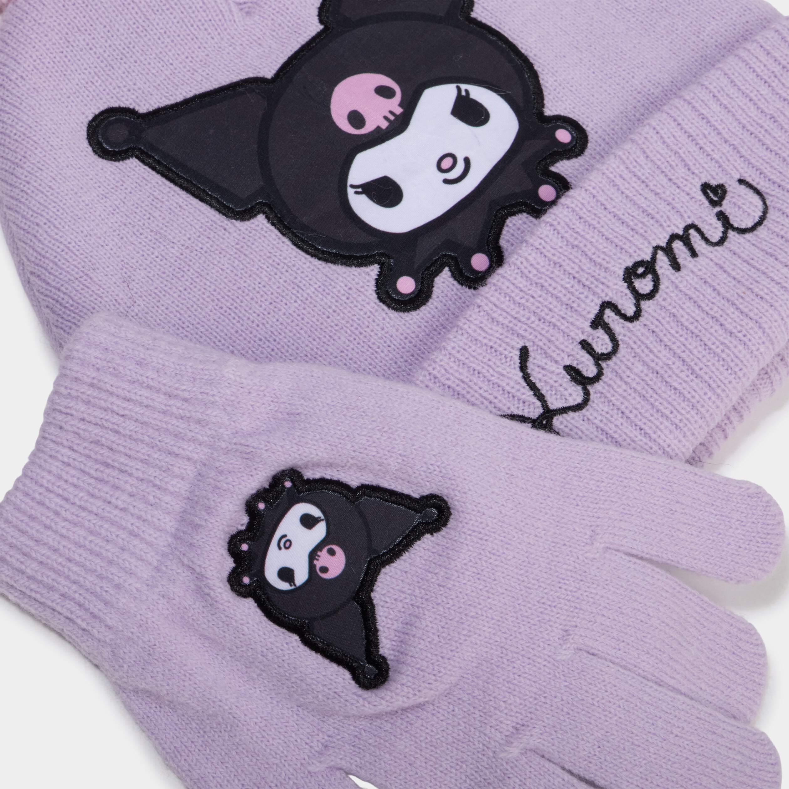 Ensemble bonnet et gants Kuromi parme fille
