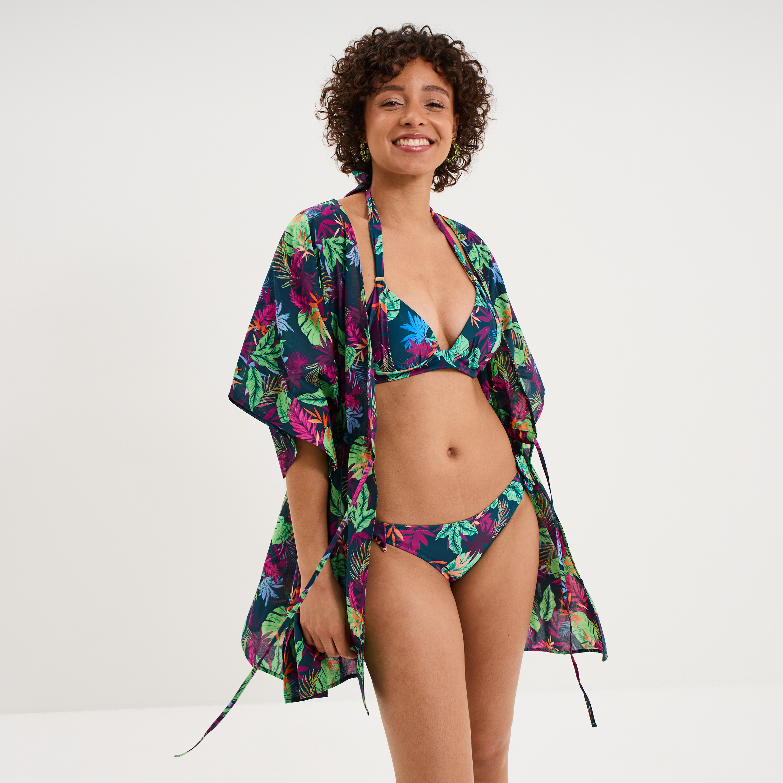 Bas de maillot de bain d&eacute;tails noeuds bleu p&eacute;trole femme