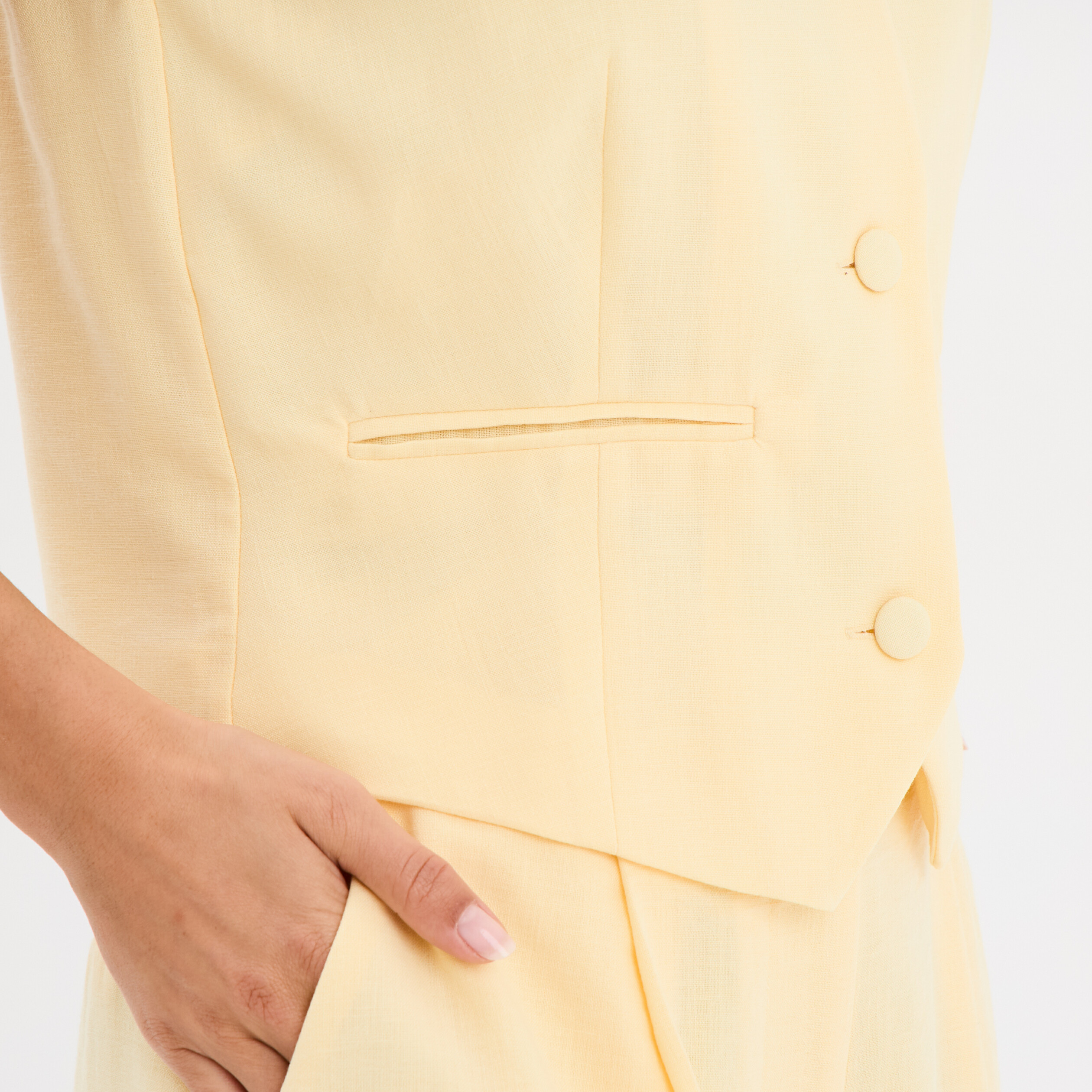 veston sans manches jaune clair femme Veston sans manches jaune clair femme