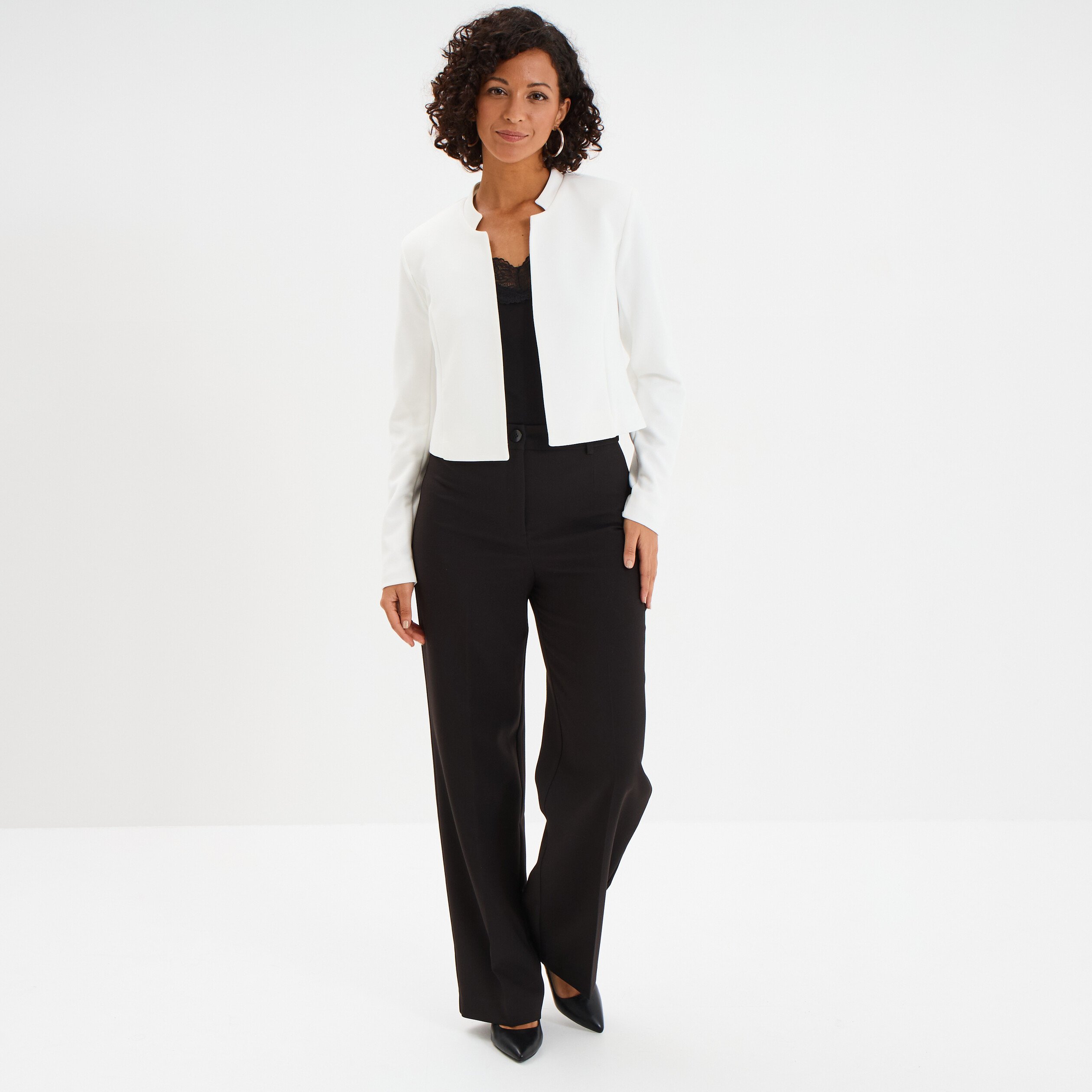veste bolero doublee stretch blanc femme Veste boléro doublée stretch blanc femme