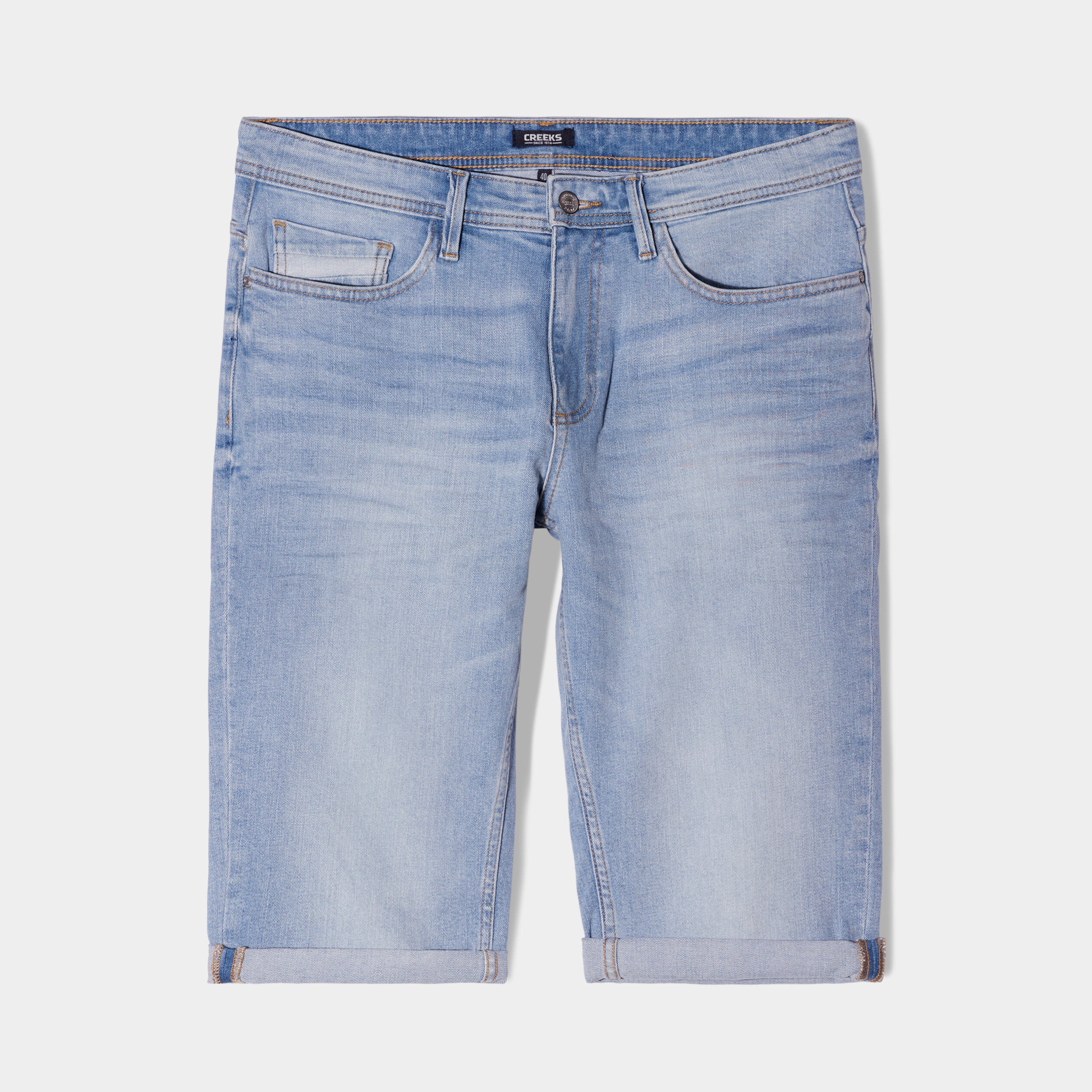 bermuda regular en jean denim triple stone homme Bermuda regular en jean denim triple stone homme