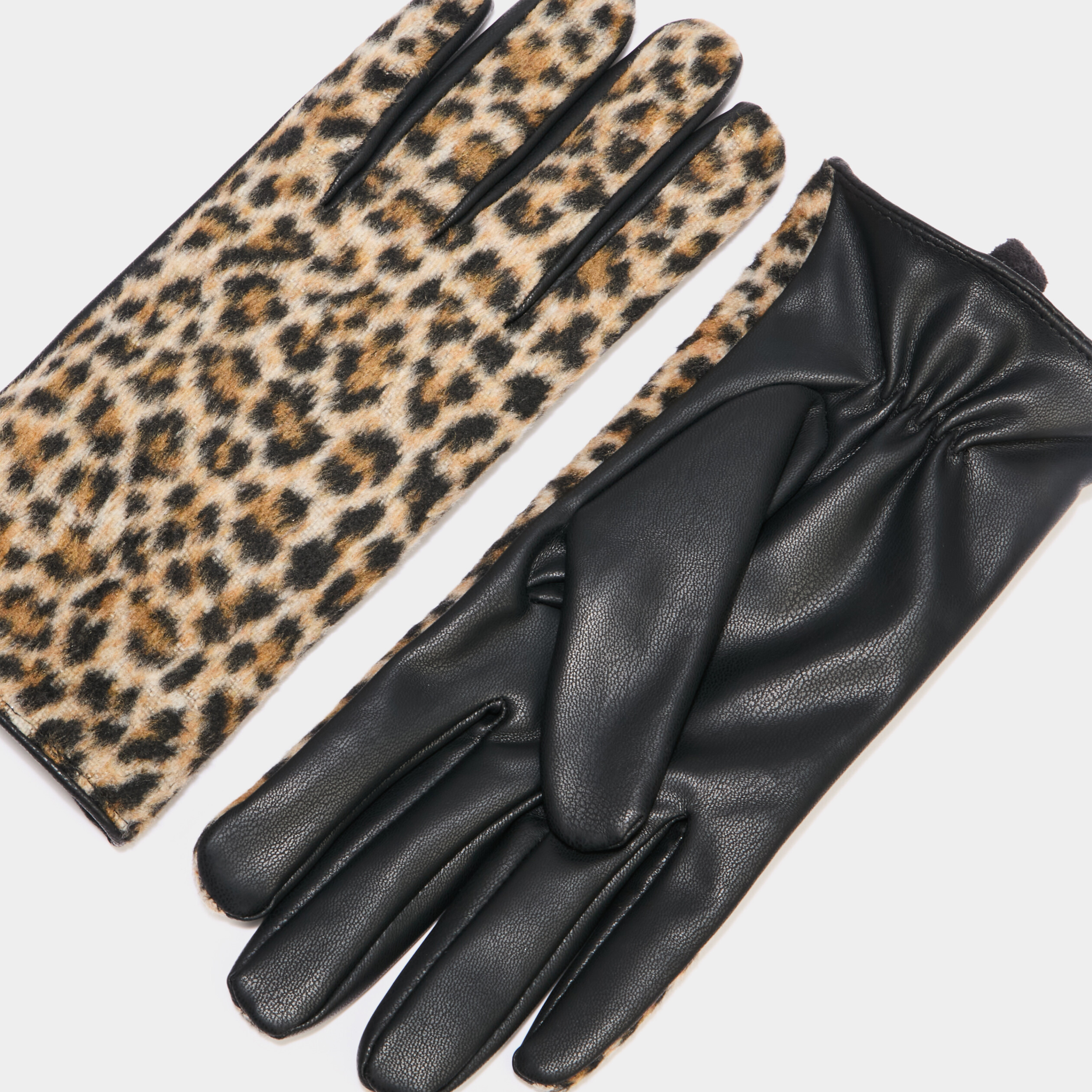 Gants bi-mati&egrave;res noir femme