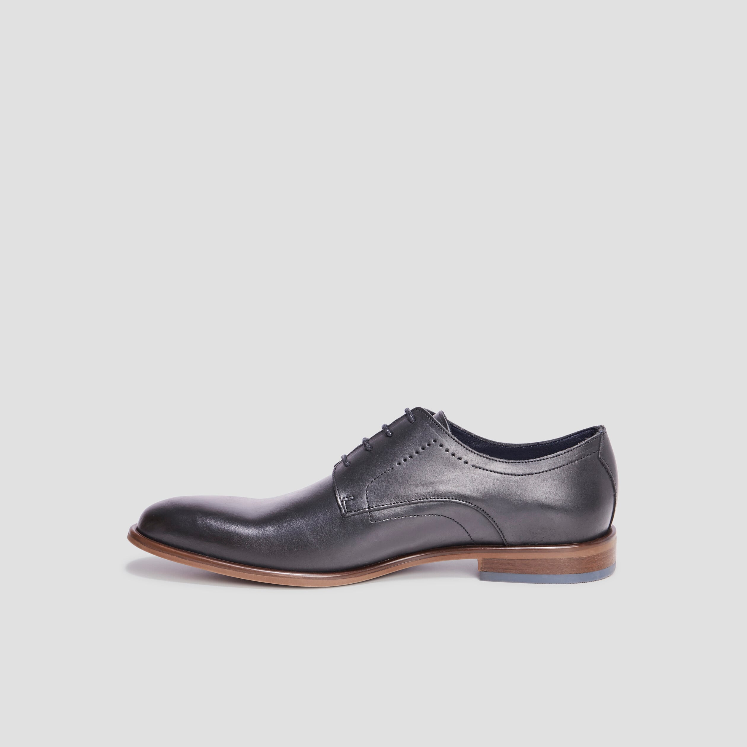 Derbies &agrave; lacets en cuir lisse noir homme
