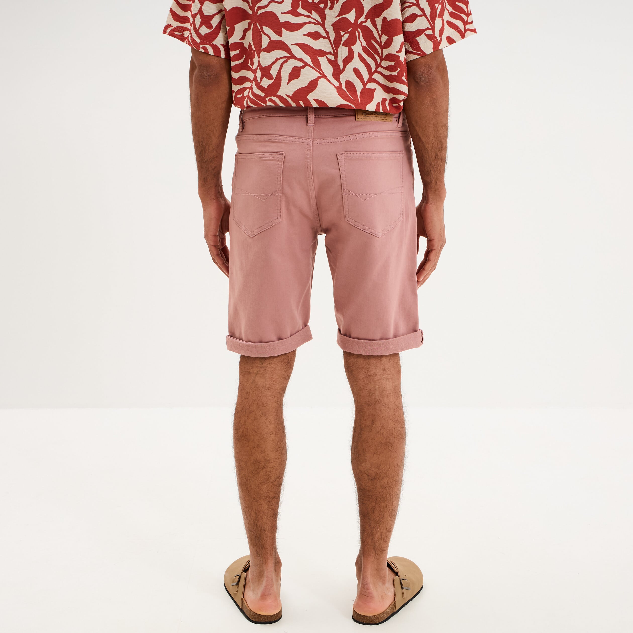 Bermuda en jean straight 5 poches vieux rose homme