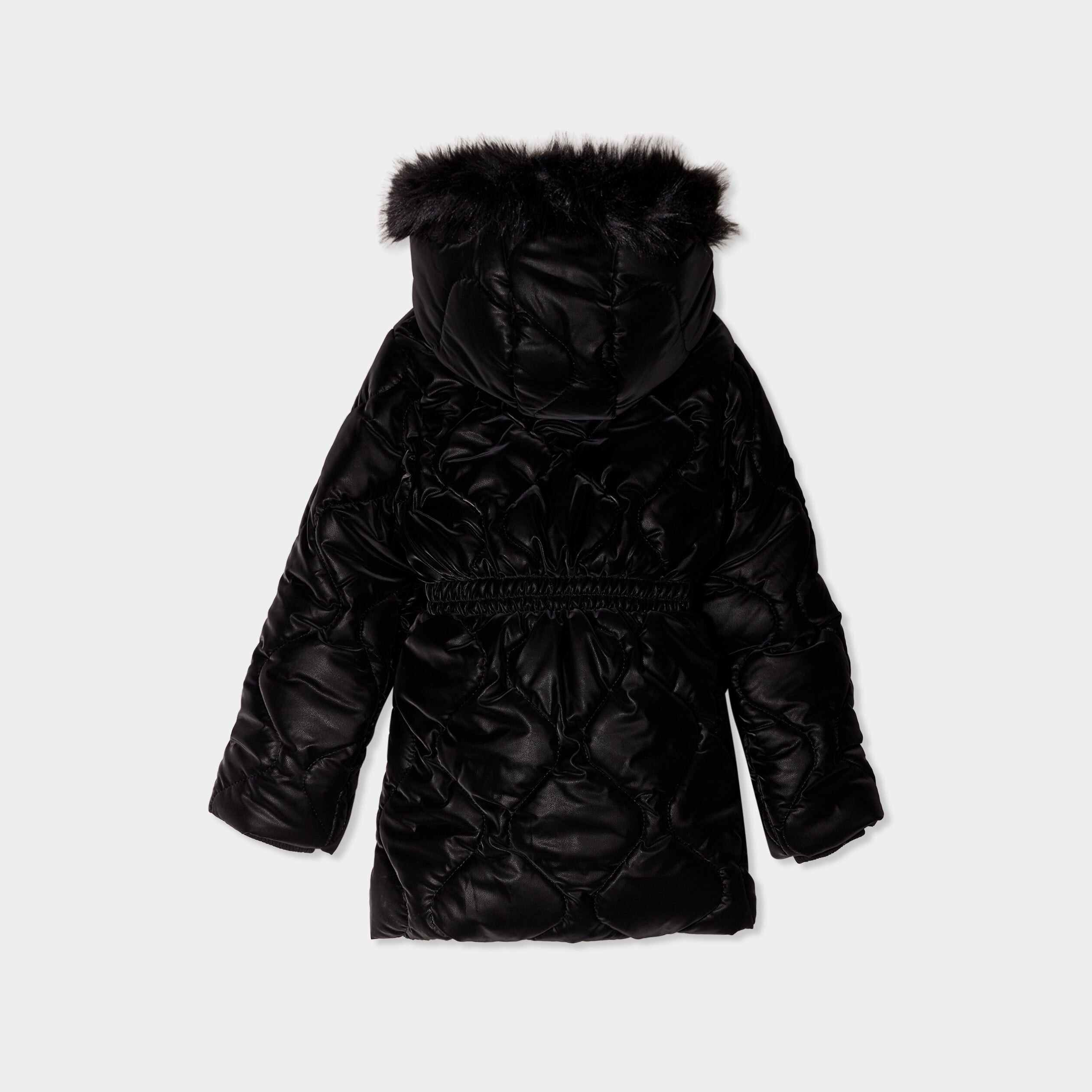 Parka &agrave; capuche fausse fourrure noir fille