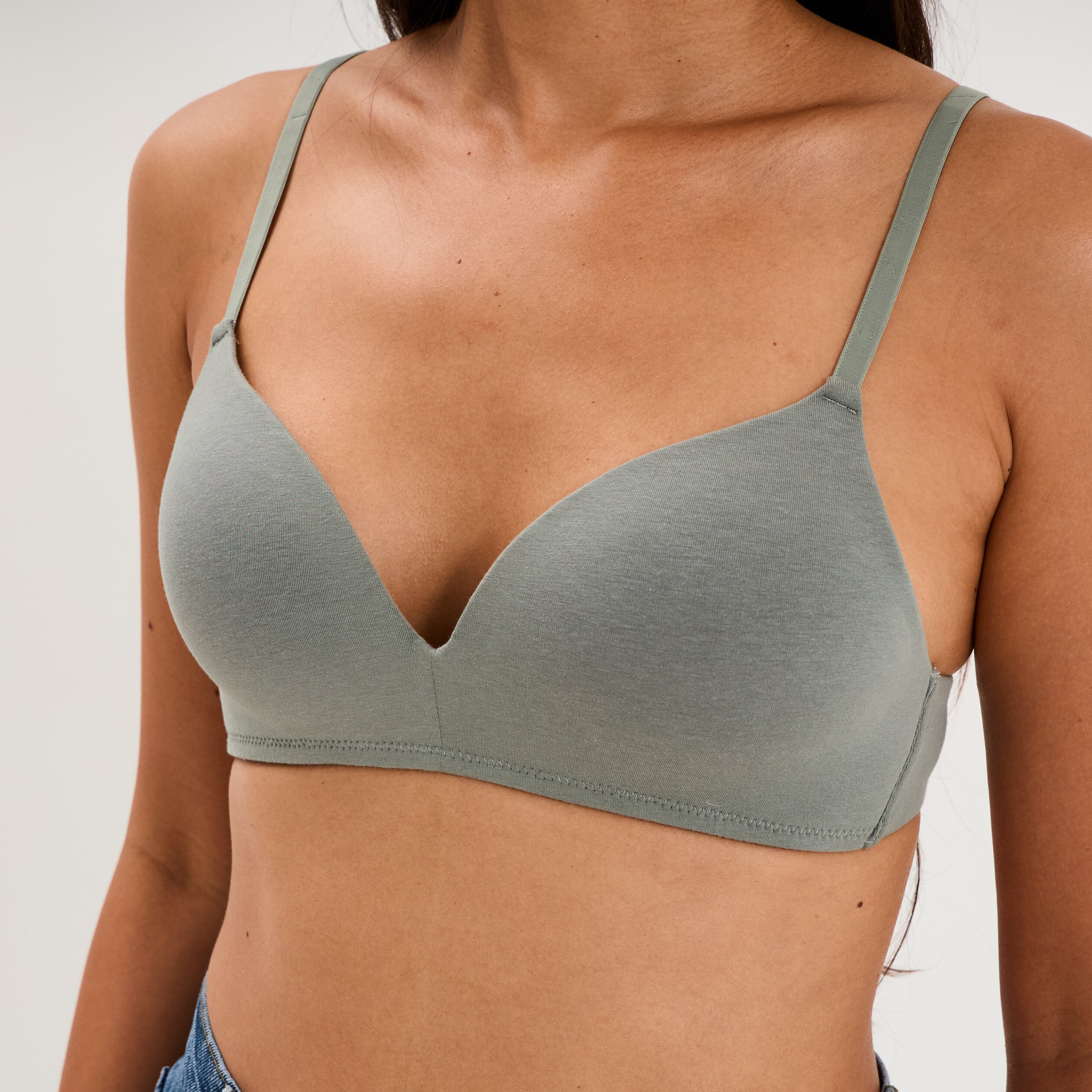 Soutien-gorge triangle coton majoritaire vert clair femme