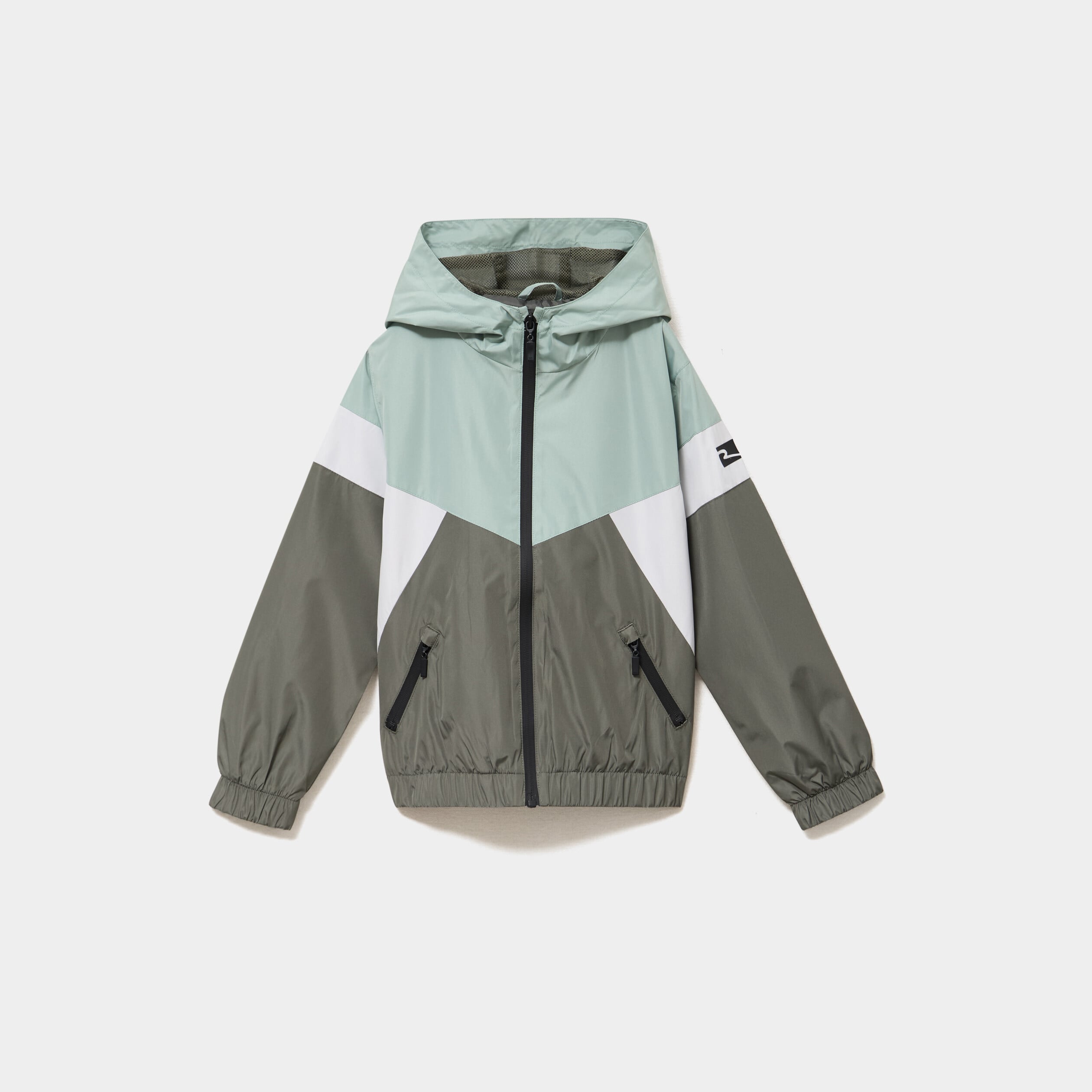 Coupe-vent d&eacute;perlant &agrave; capuche vert pastel gar&ccedil;on