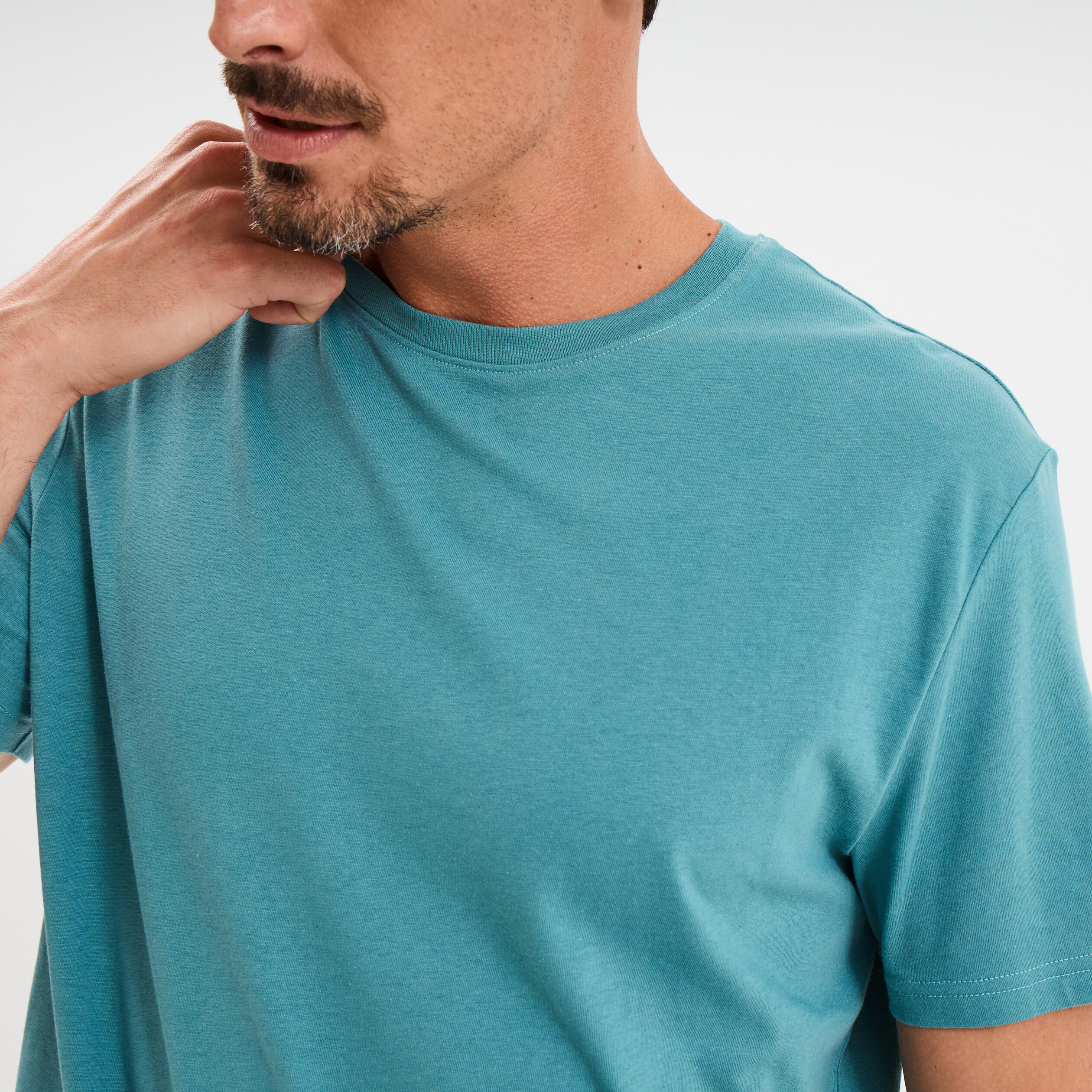 T-shirt en coton manches courtes bleu pétrole homme