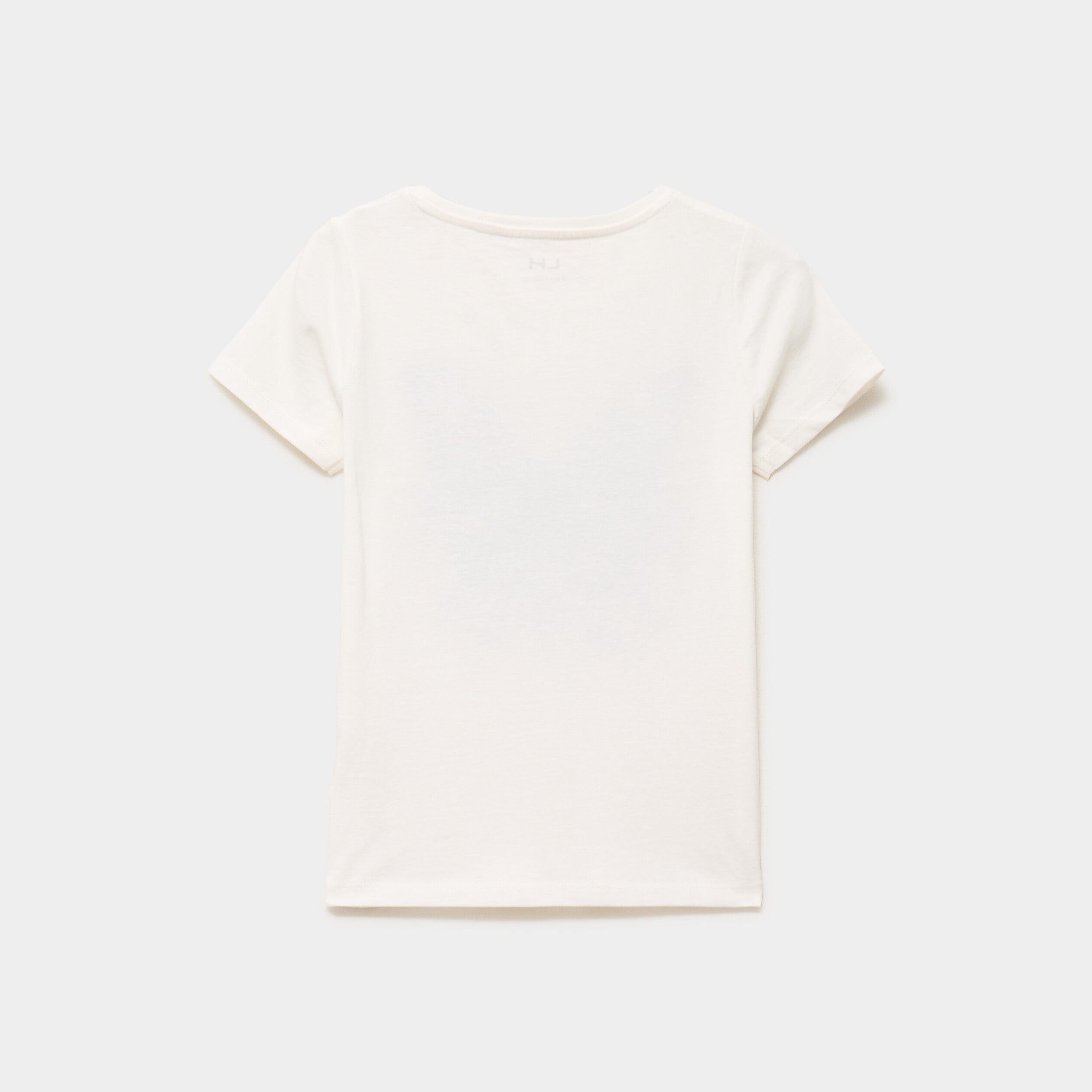 T-shirt col rond manches courtes coton ivoire fille