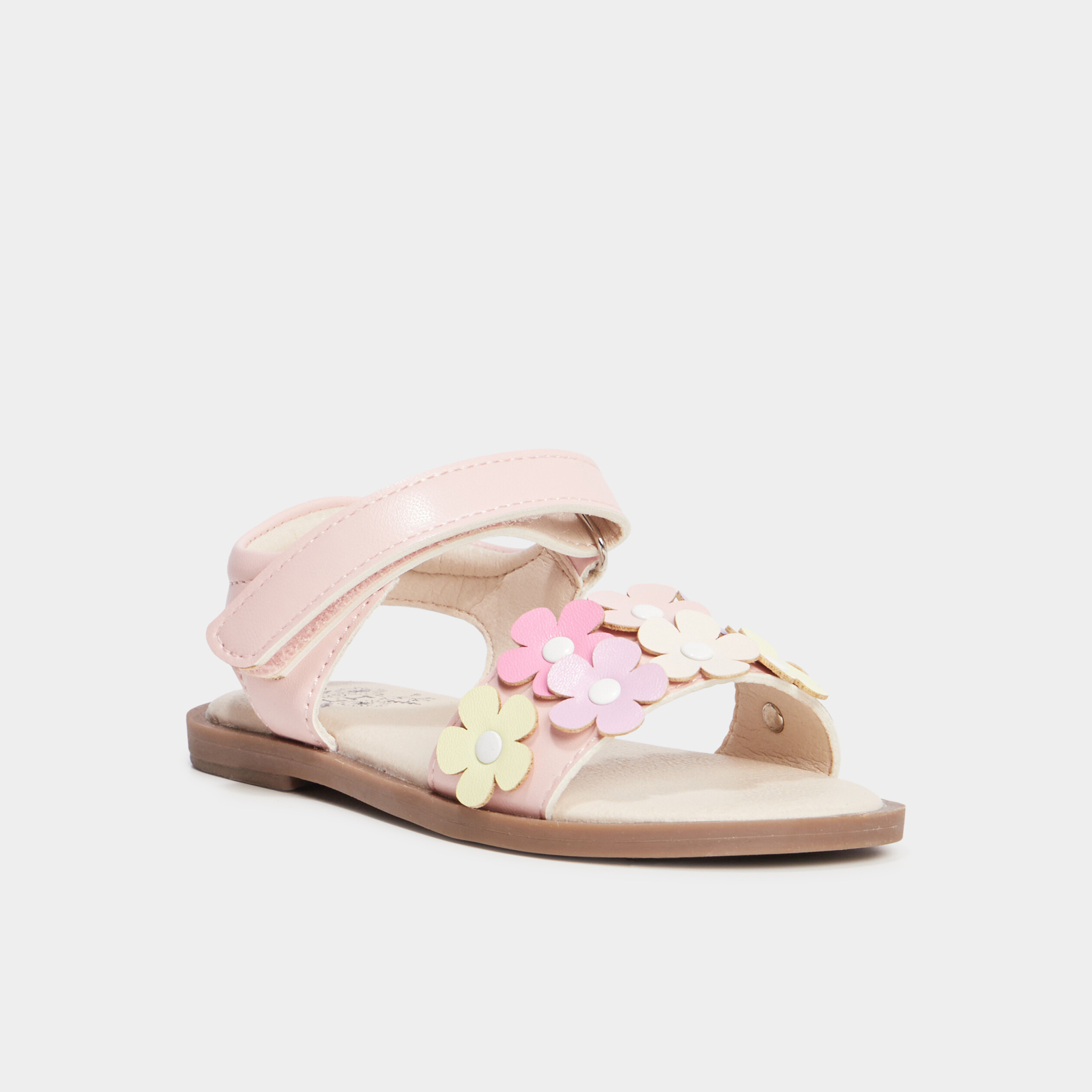 sandales plates avec fleurs rose fille Sandales plates avec fleurs rose fille