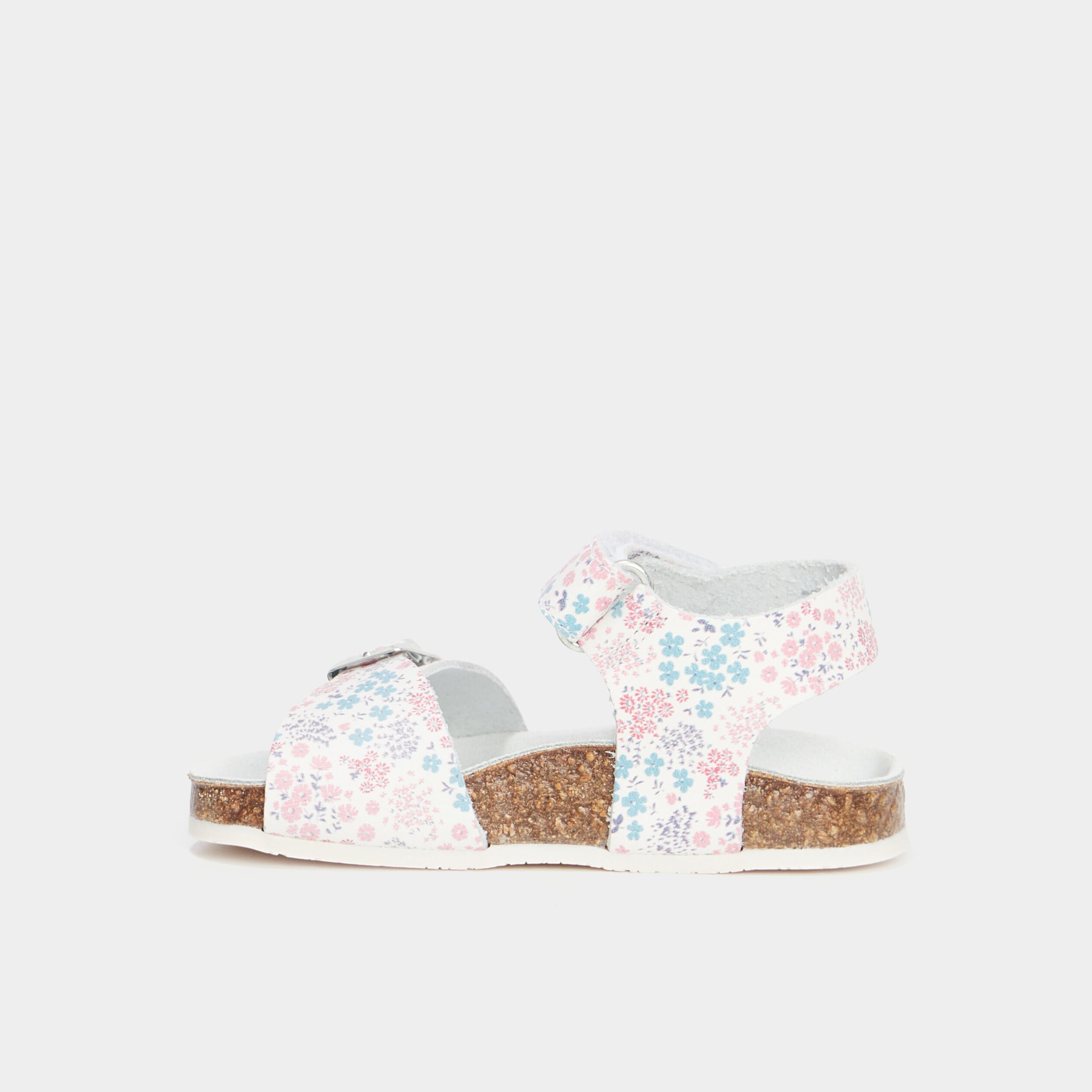 Sandales &agrave; scratchs en cuir blanc b&eacute;b&eacute; fille