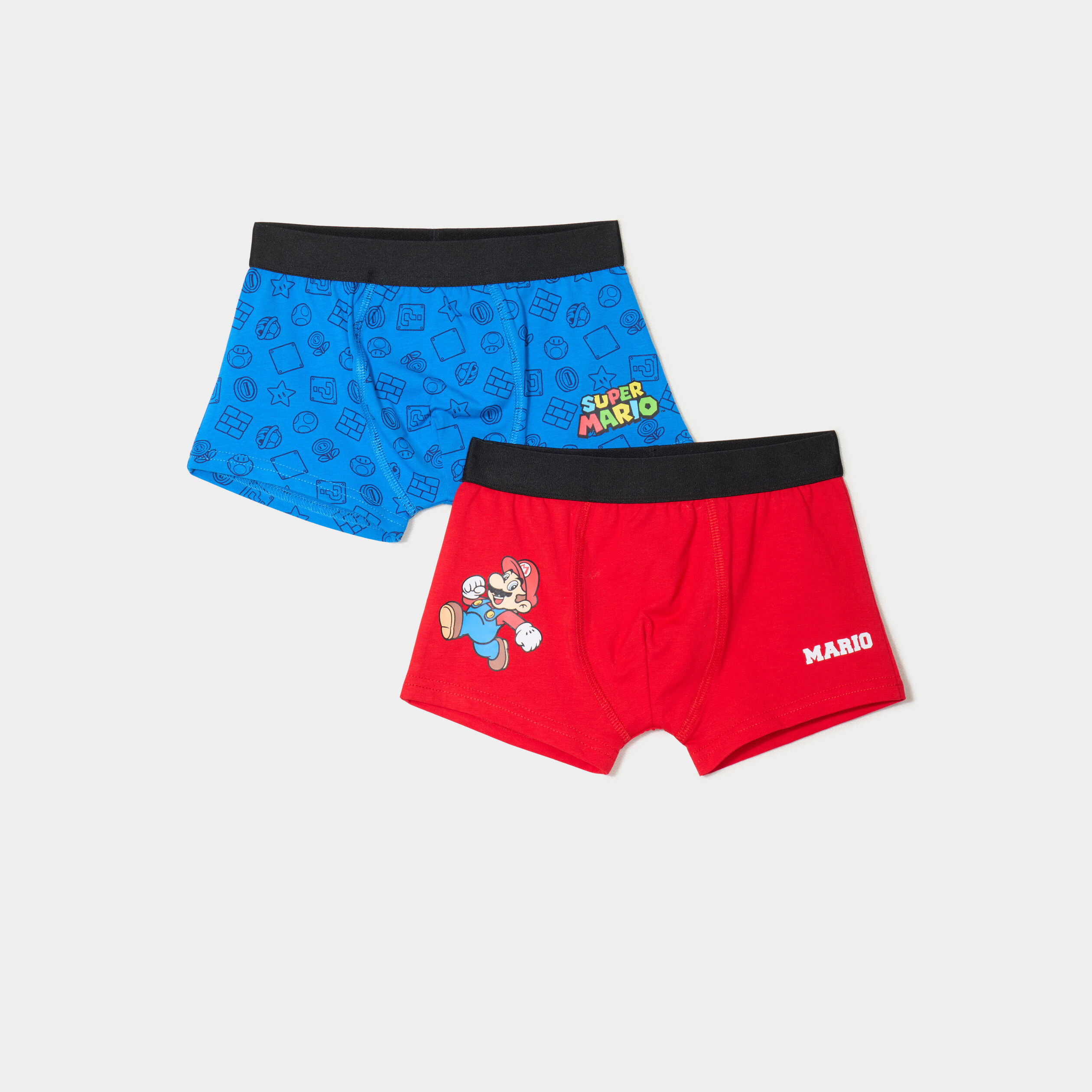 lot 2 boxers coton super mario bleu garcon Lot 2 boxers coton Super Mario bleu garçon