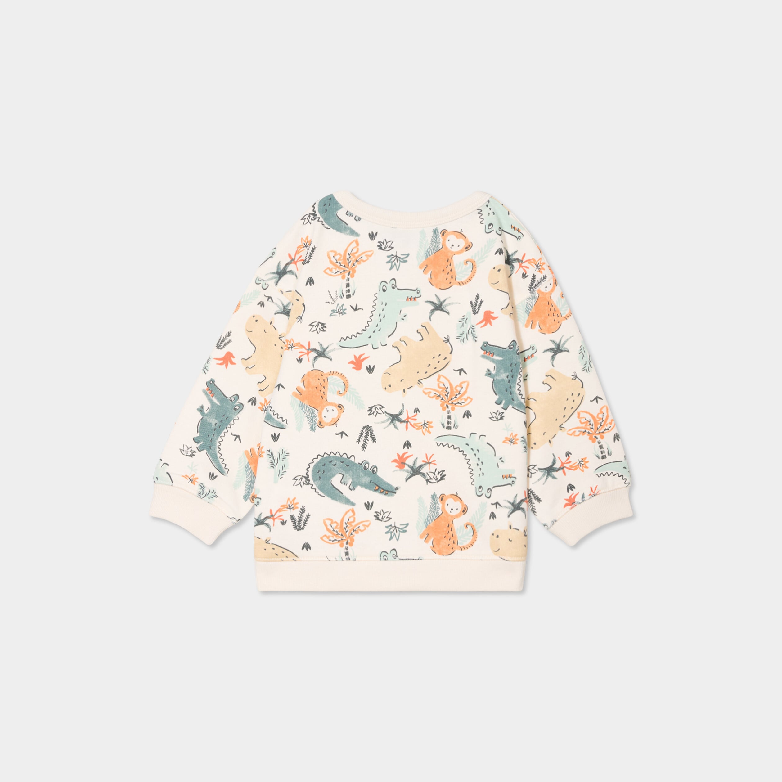 Sweat molleton col rond &eacute;paule boutonn&eacute;e ecru b&eacute;b&eacute; gar&ccedil;on
