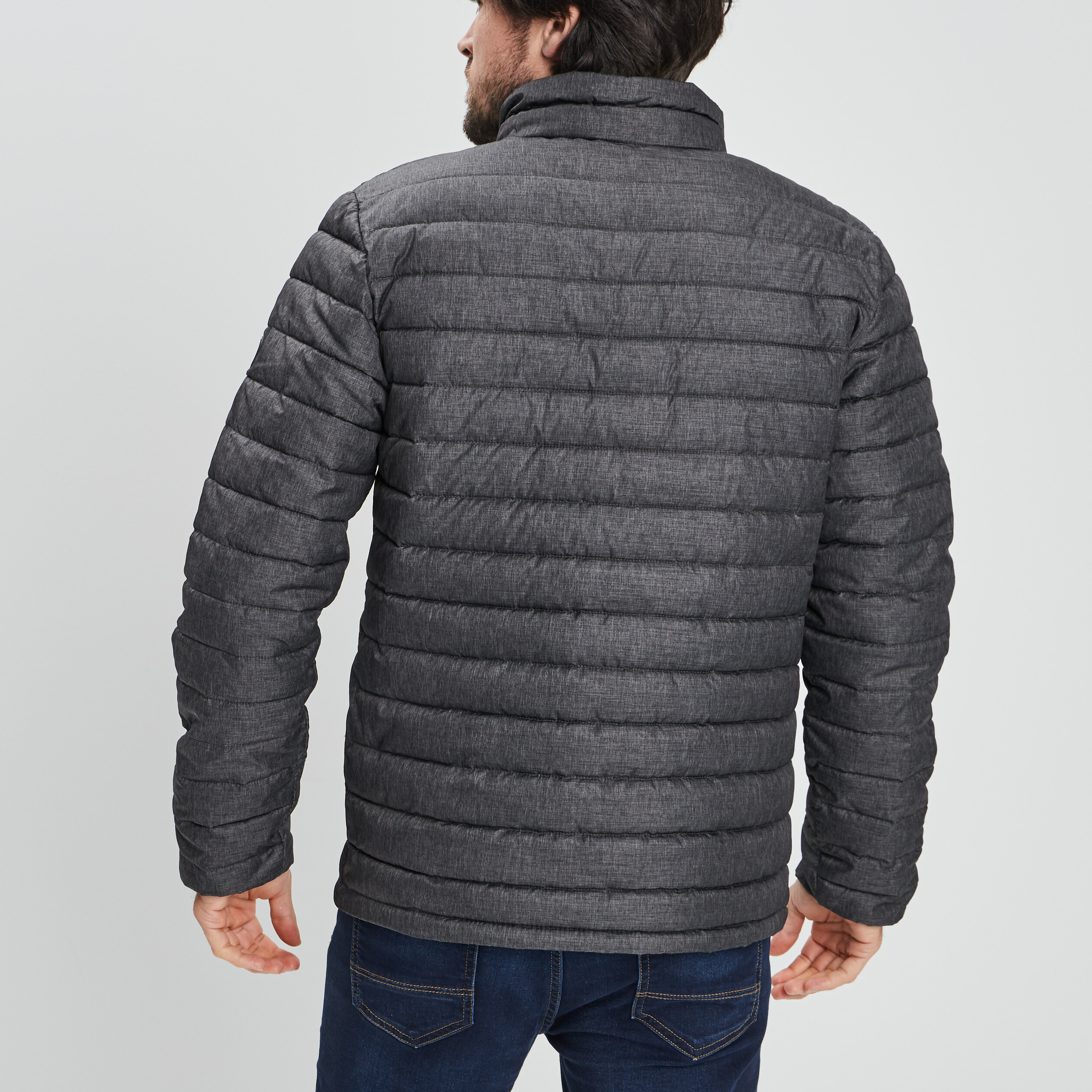 doudoune droite legere col montant gris fonce homme Doudoune droite légère col montant gris foncé homme