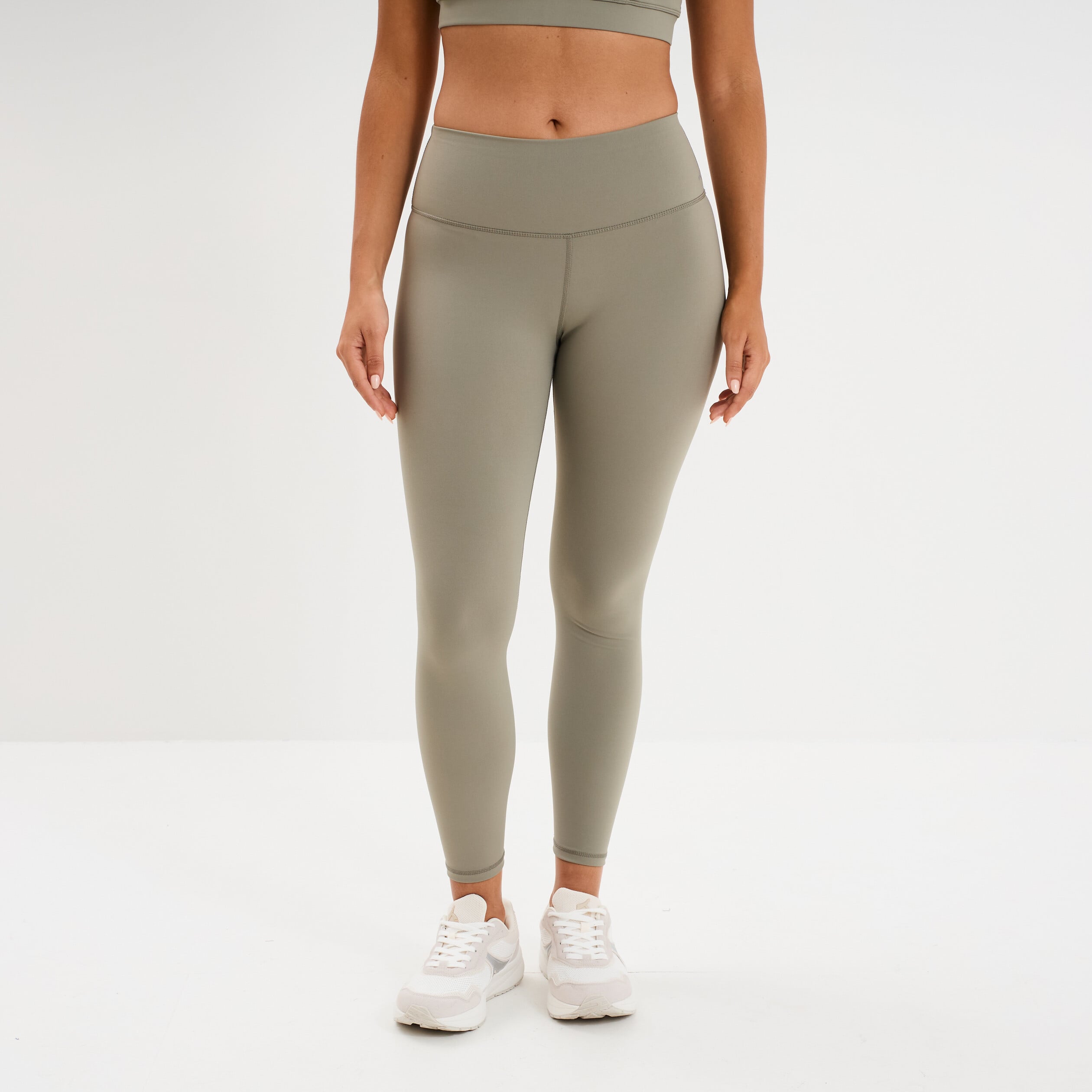 Legging de sport gainant taille haute vert kaki femme