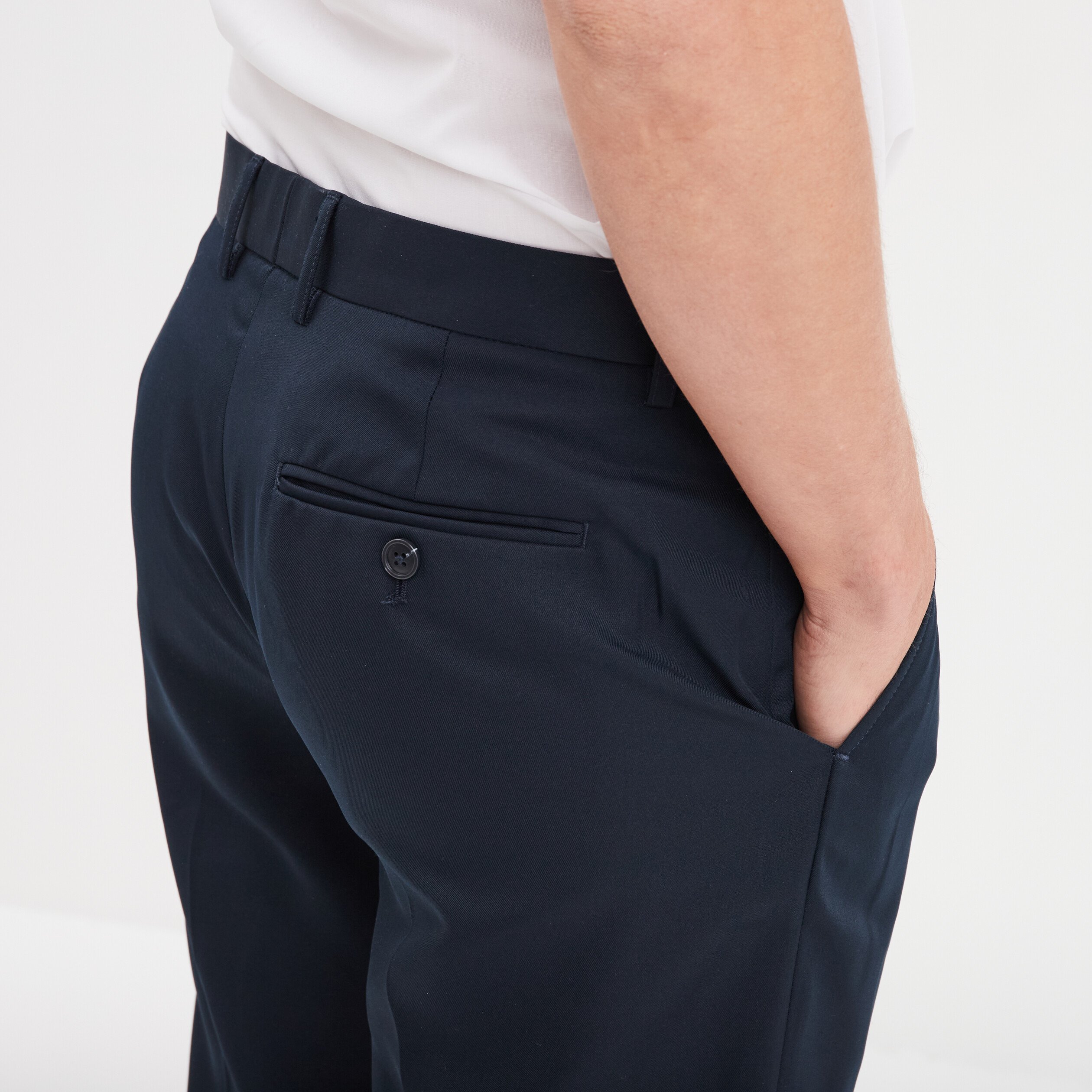 Pantalon droit avec pinces bleu marine homme La Halle