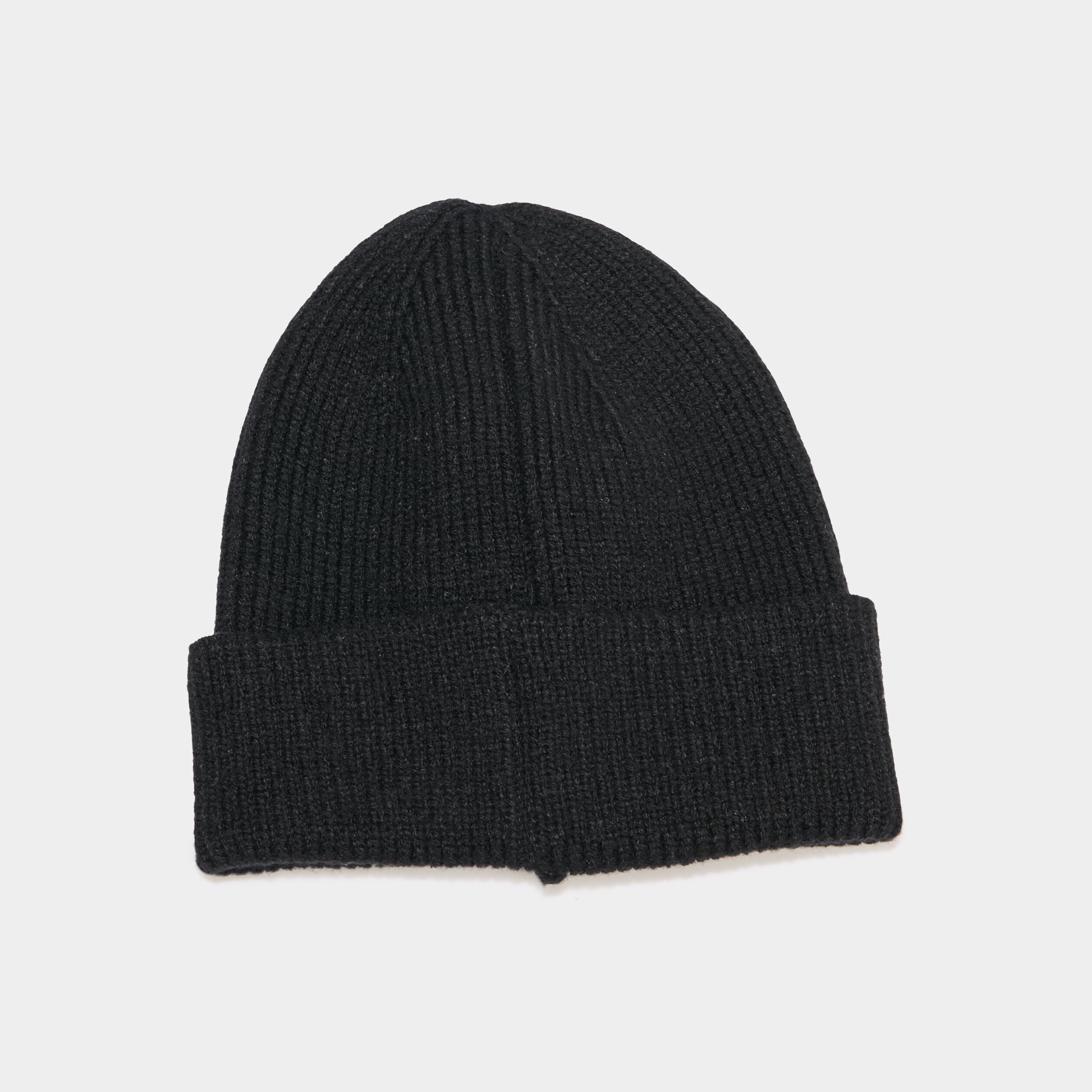 Bonnet avec bord &agrave; revers tricot&eacute; noir homme