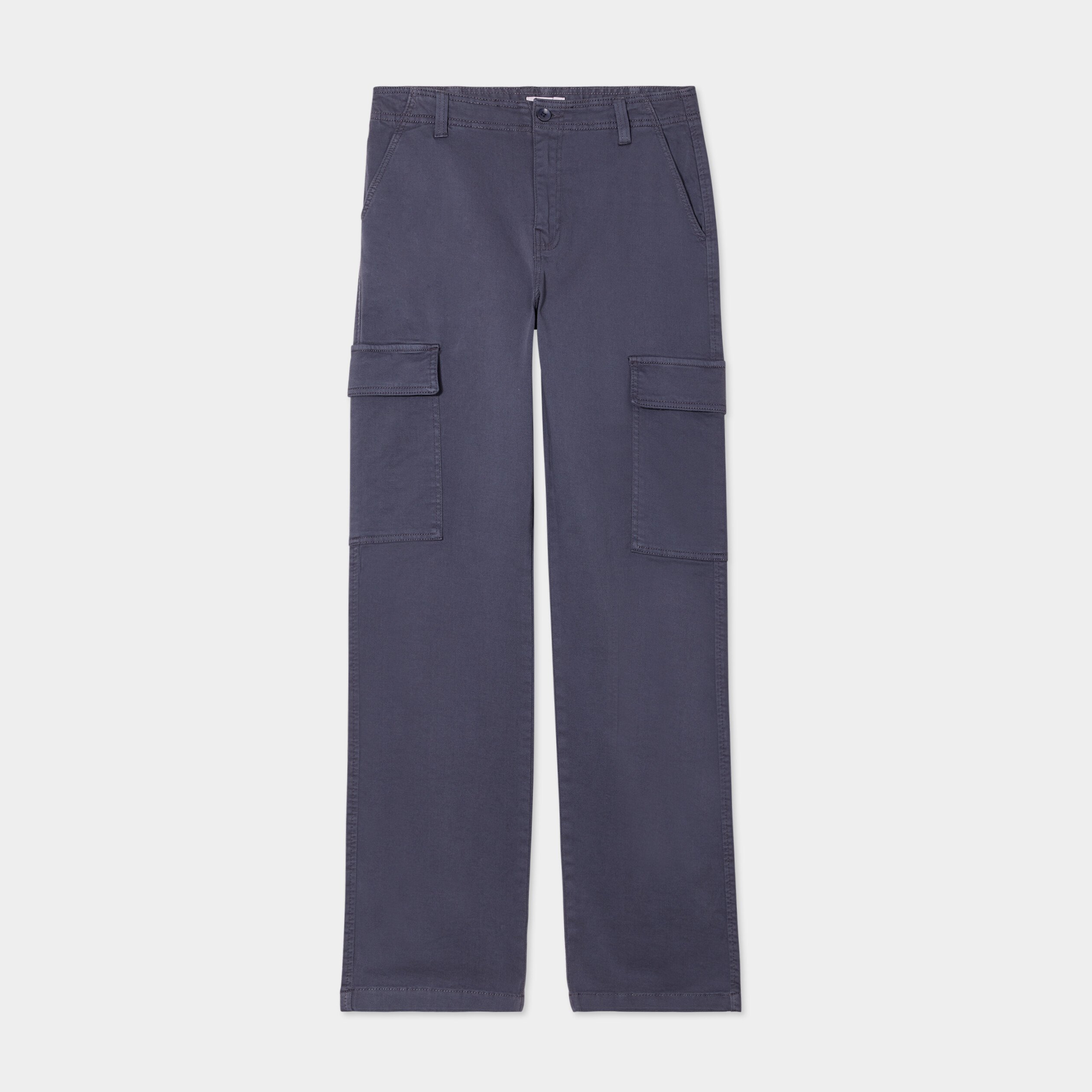 pantalon cargo droit bleu gris femme Pantalon cargo droit bleu gris femme