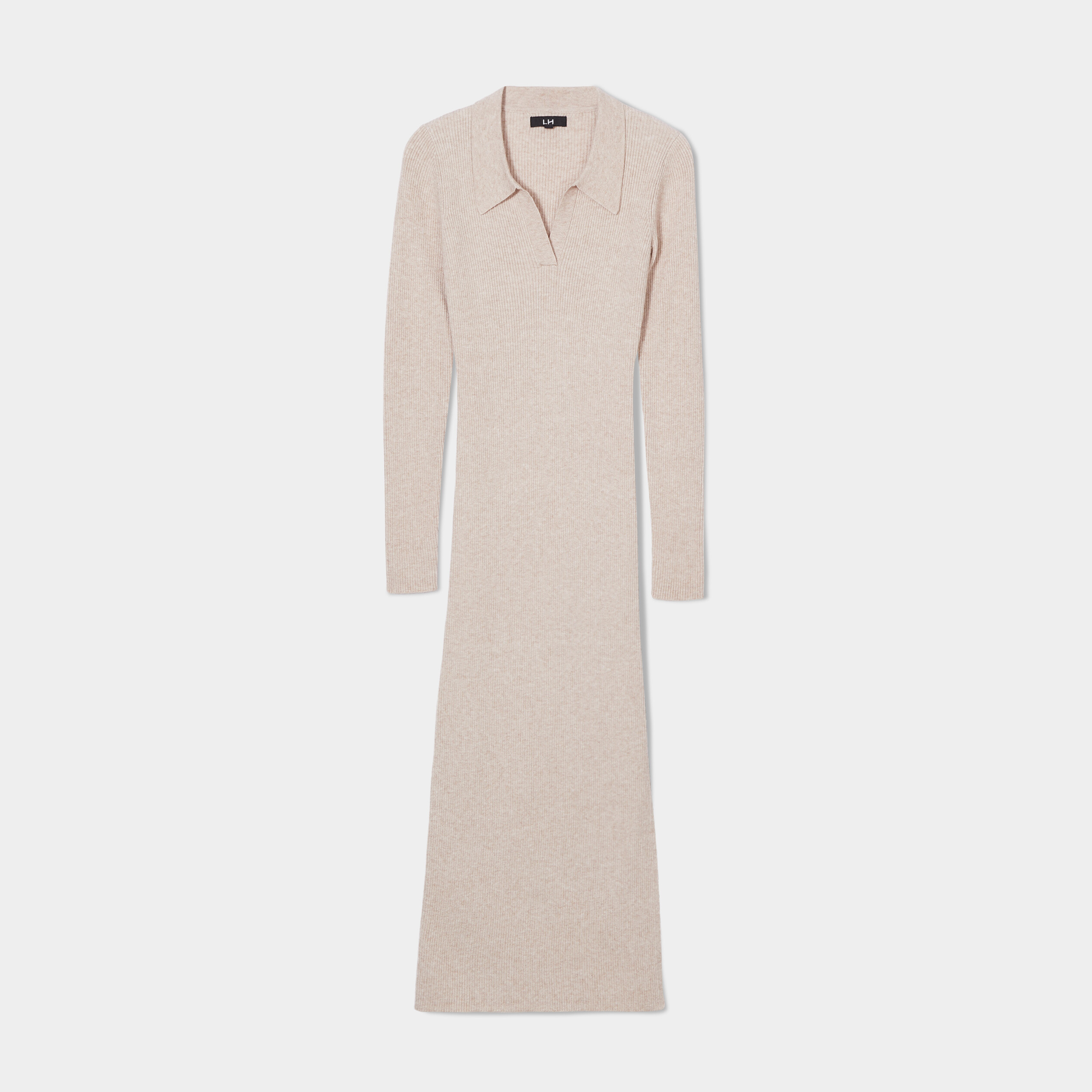 robe pull midi cotelee avec col polo beige femme Robe pull midi côtelée avec col polo beige femme