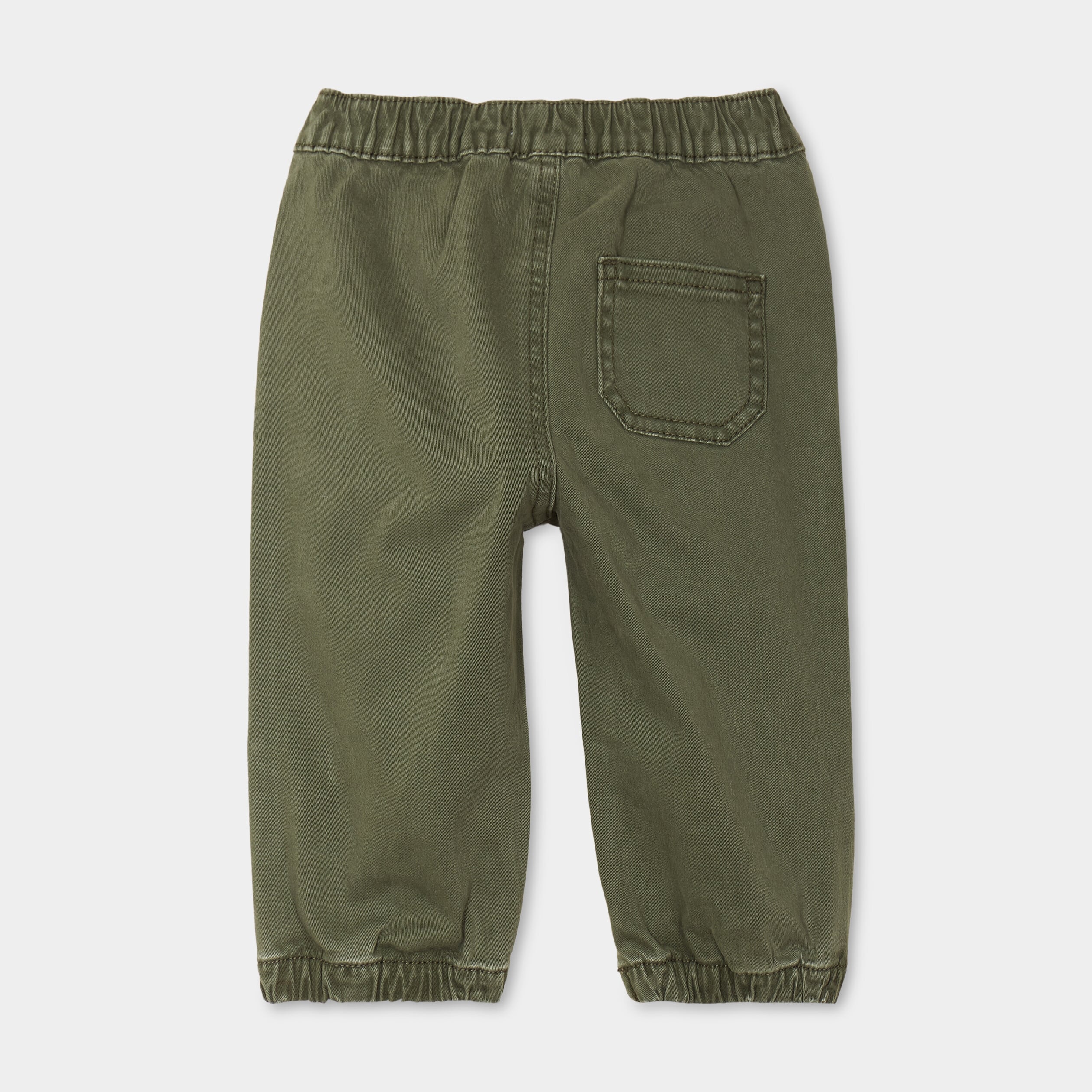 Pantalon jogger bas &eacute;lastiqu&eacute; coton vert kaki b&eacute;b&eacute; gar&ccedil;on