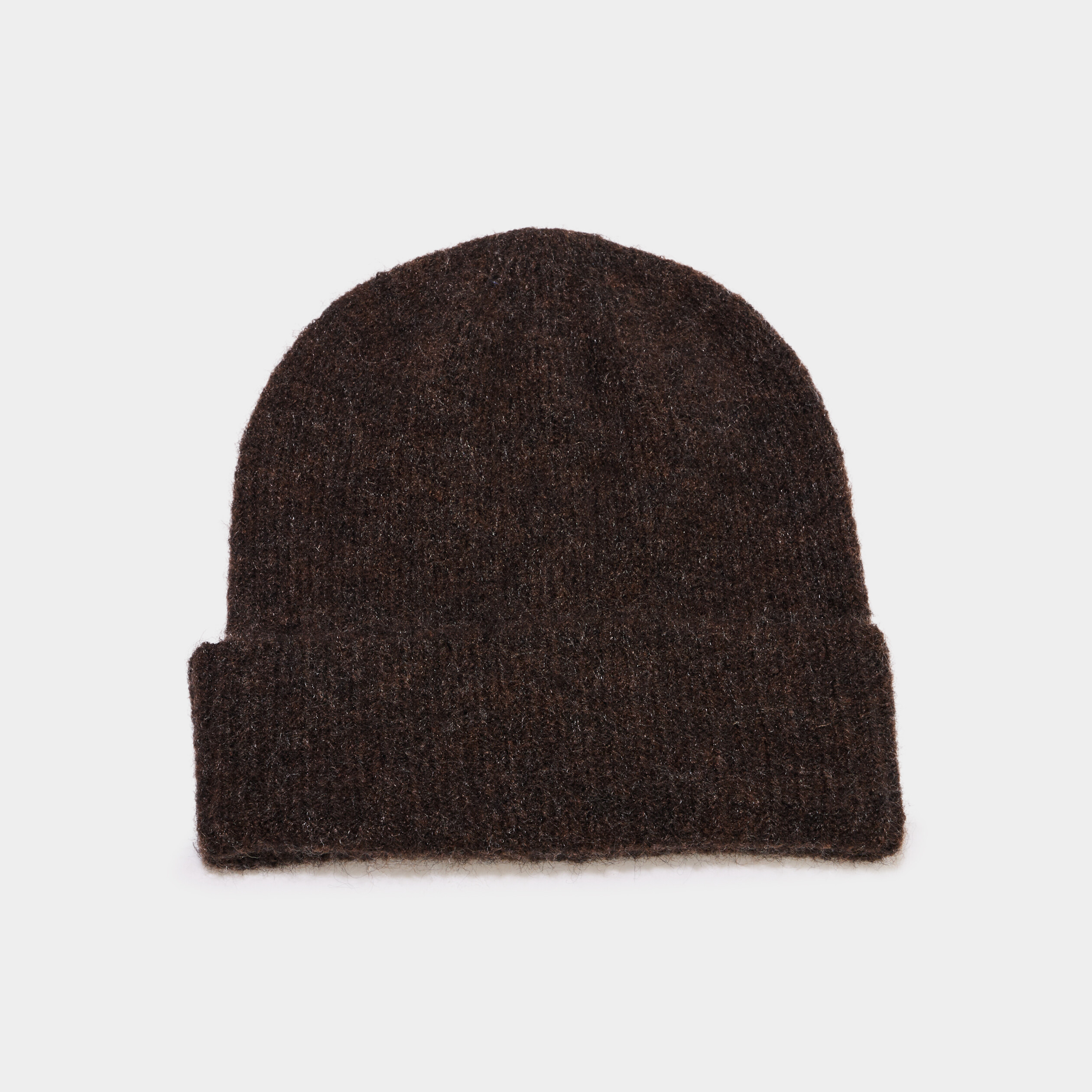 Bonnet maille c&ocirc;tel&eacute;e marron fonc&eacute; femme