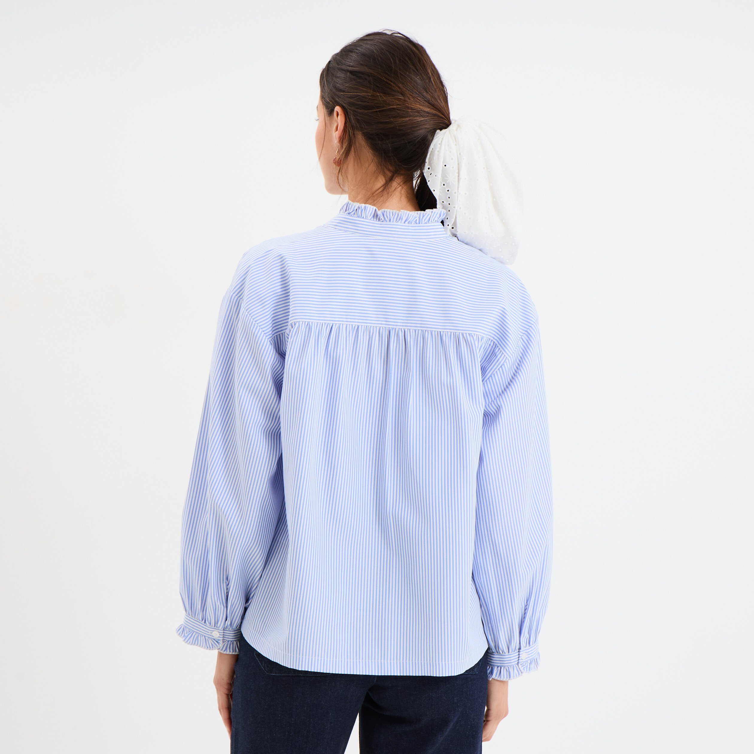 blouse boutonnee col montant bleu ciel femme Blouse boutonnée col montant bleu ciel femme