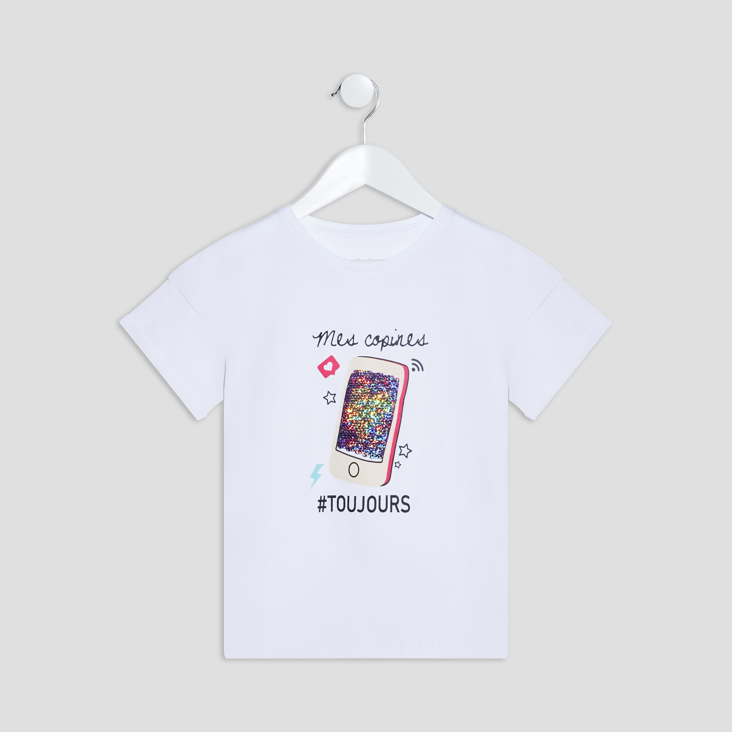 T-shirt manches courtes blanc fille
