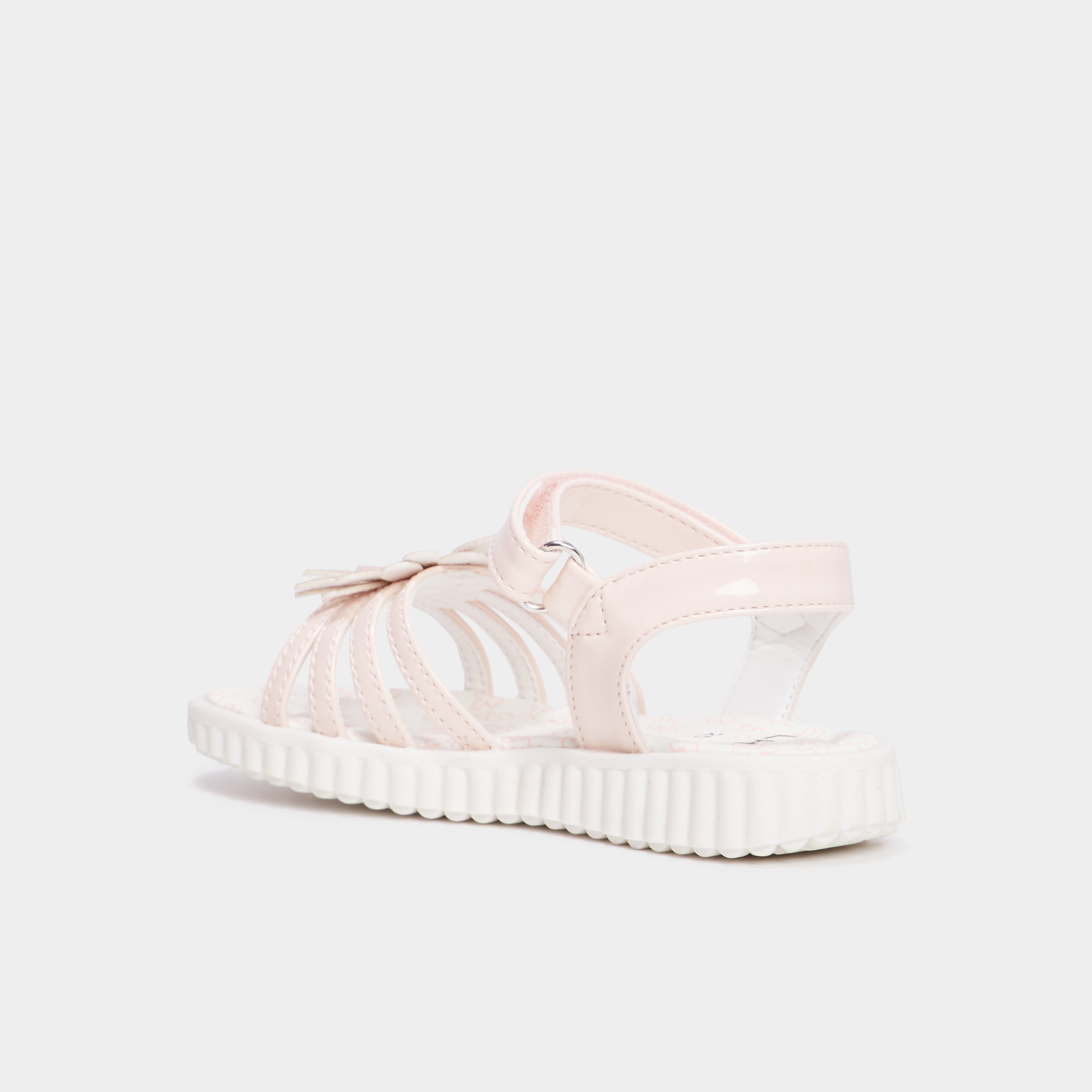 Sandales &agrave; scratchs avec fleurs rose fille