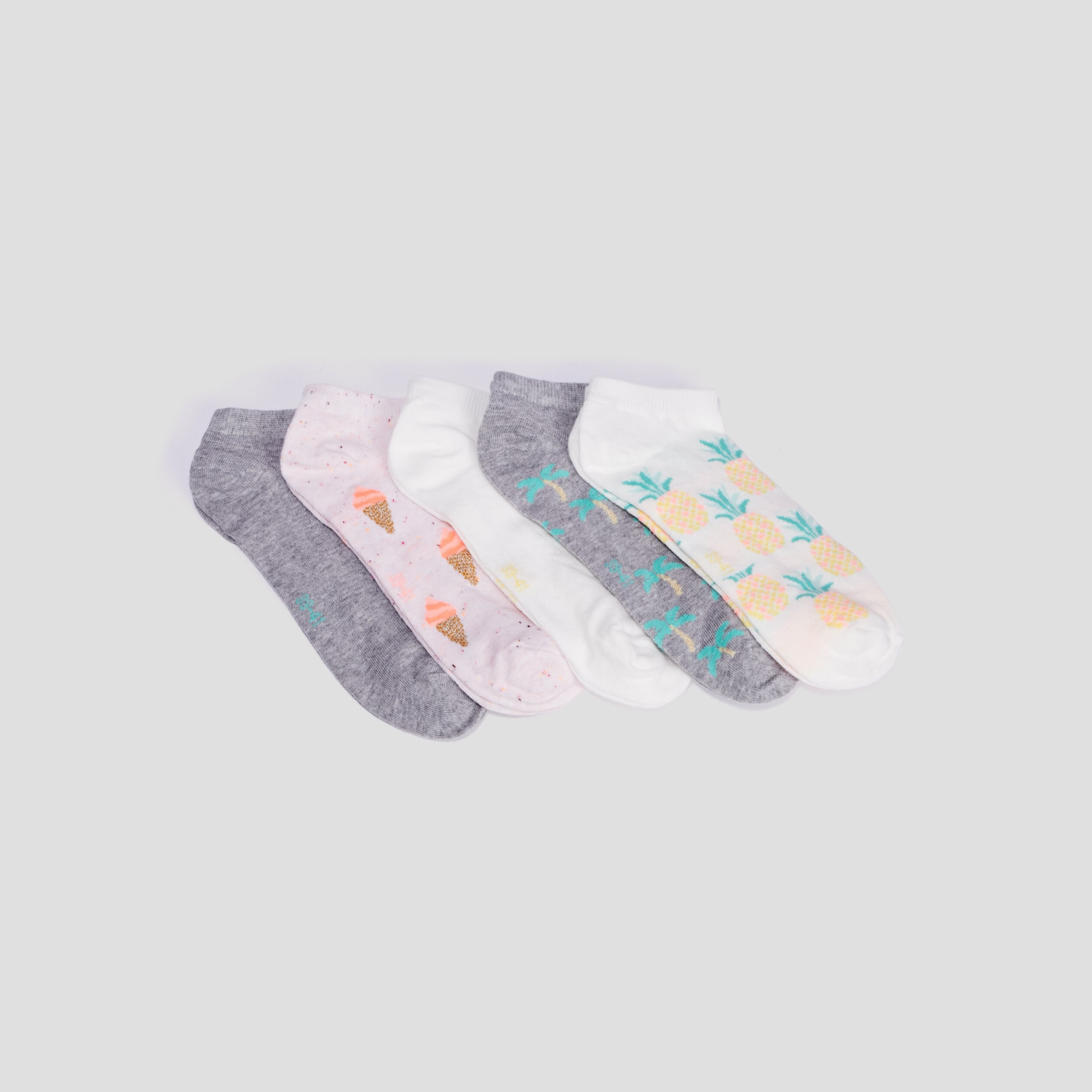 Lot 5 paires chaussettes multicolore femme