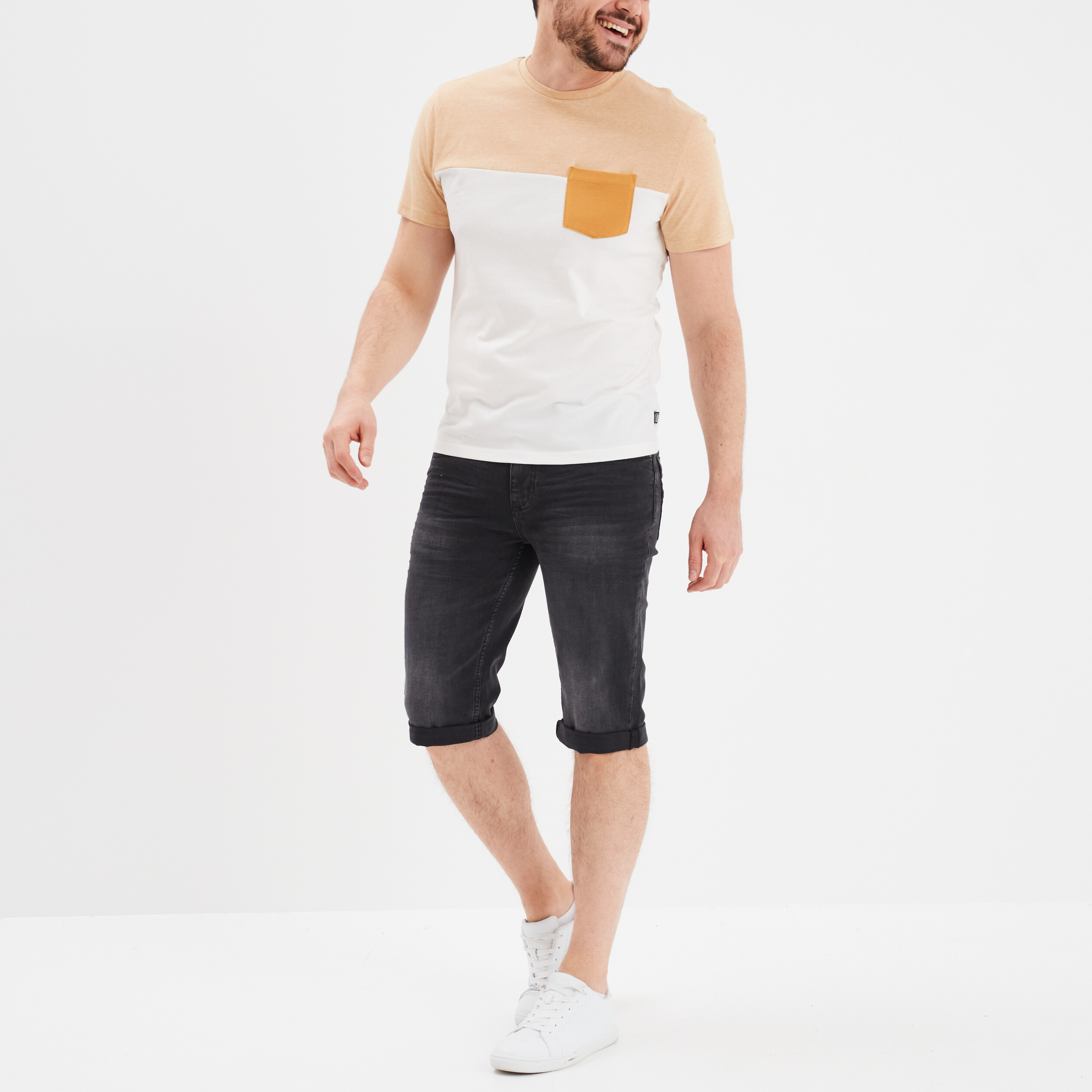 Bermuda short en jean regular denim noir homme