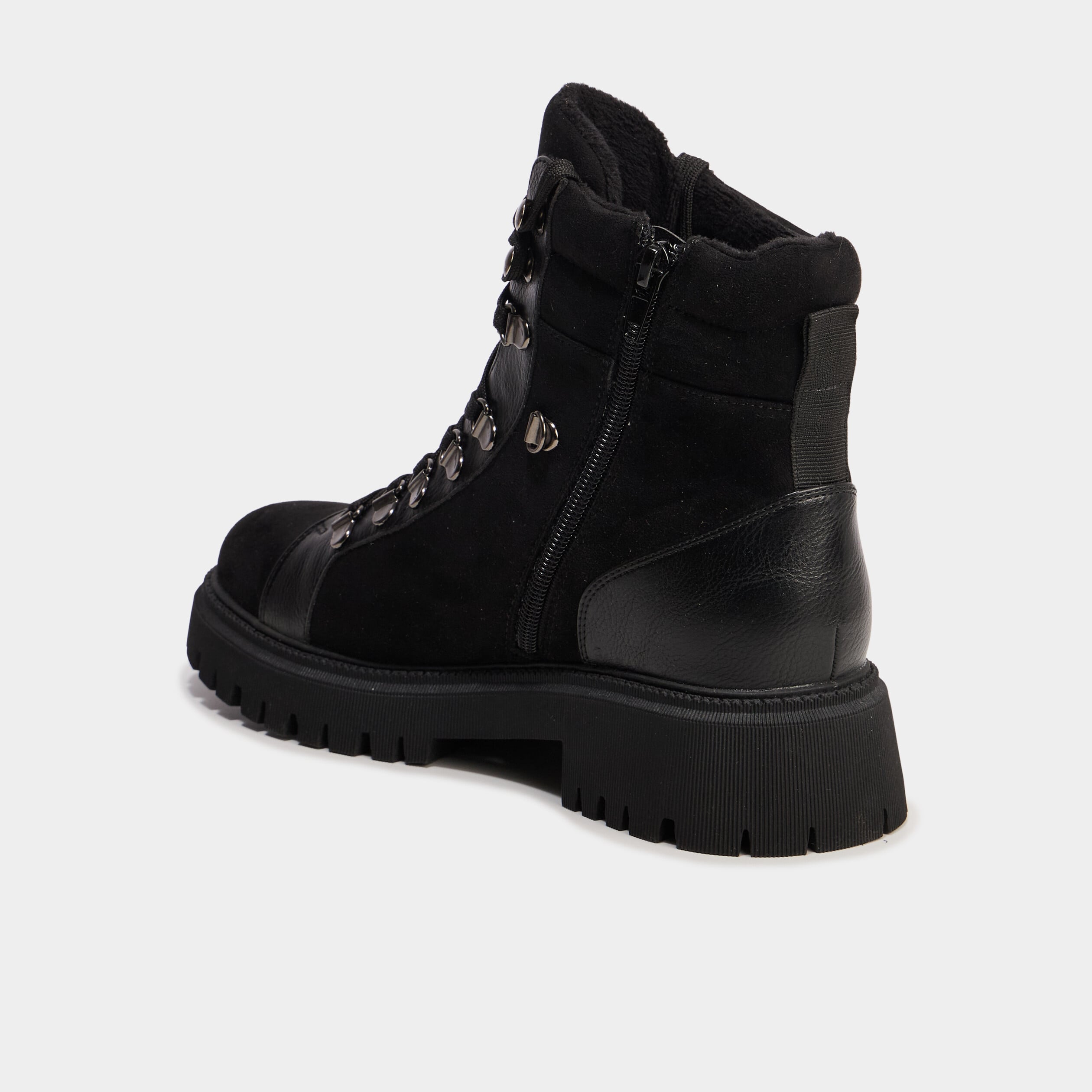 Boots crant&eacute;es &agrave; lacets noir femme