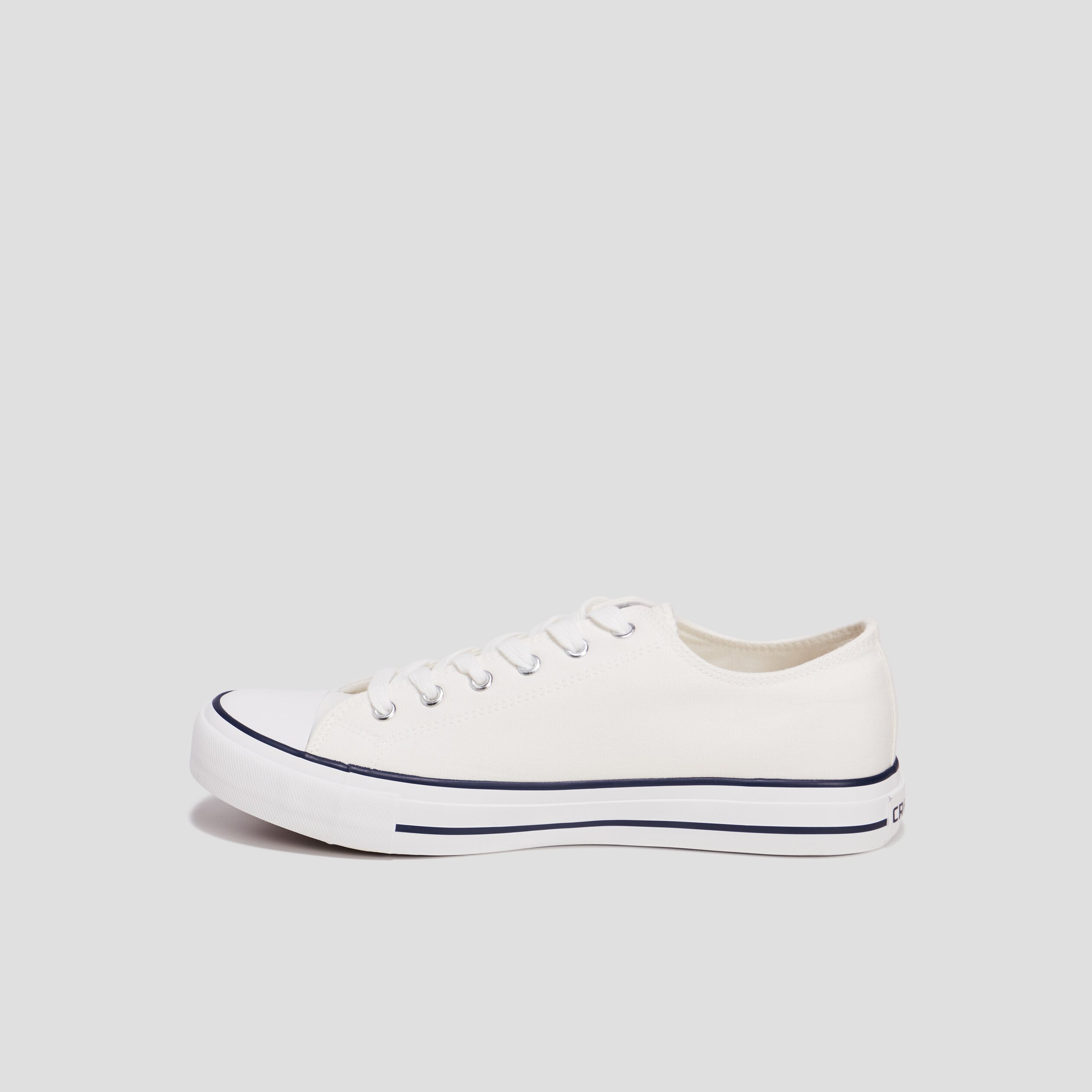 Tennis en toile &agrave; lacets blanc homme