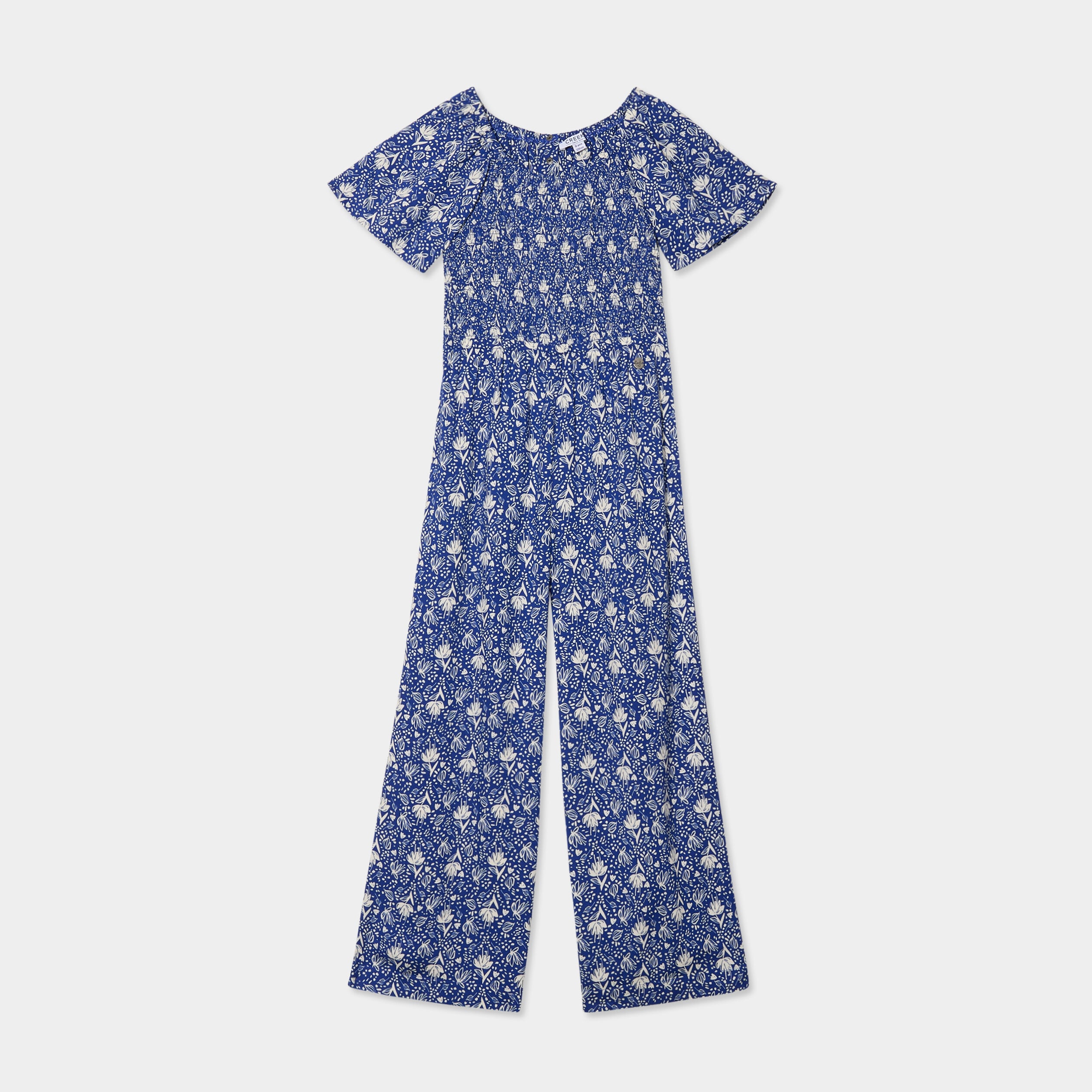 Combinaison pantalon manches courtes bleu roi fille