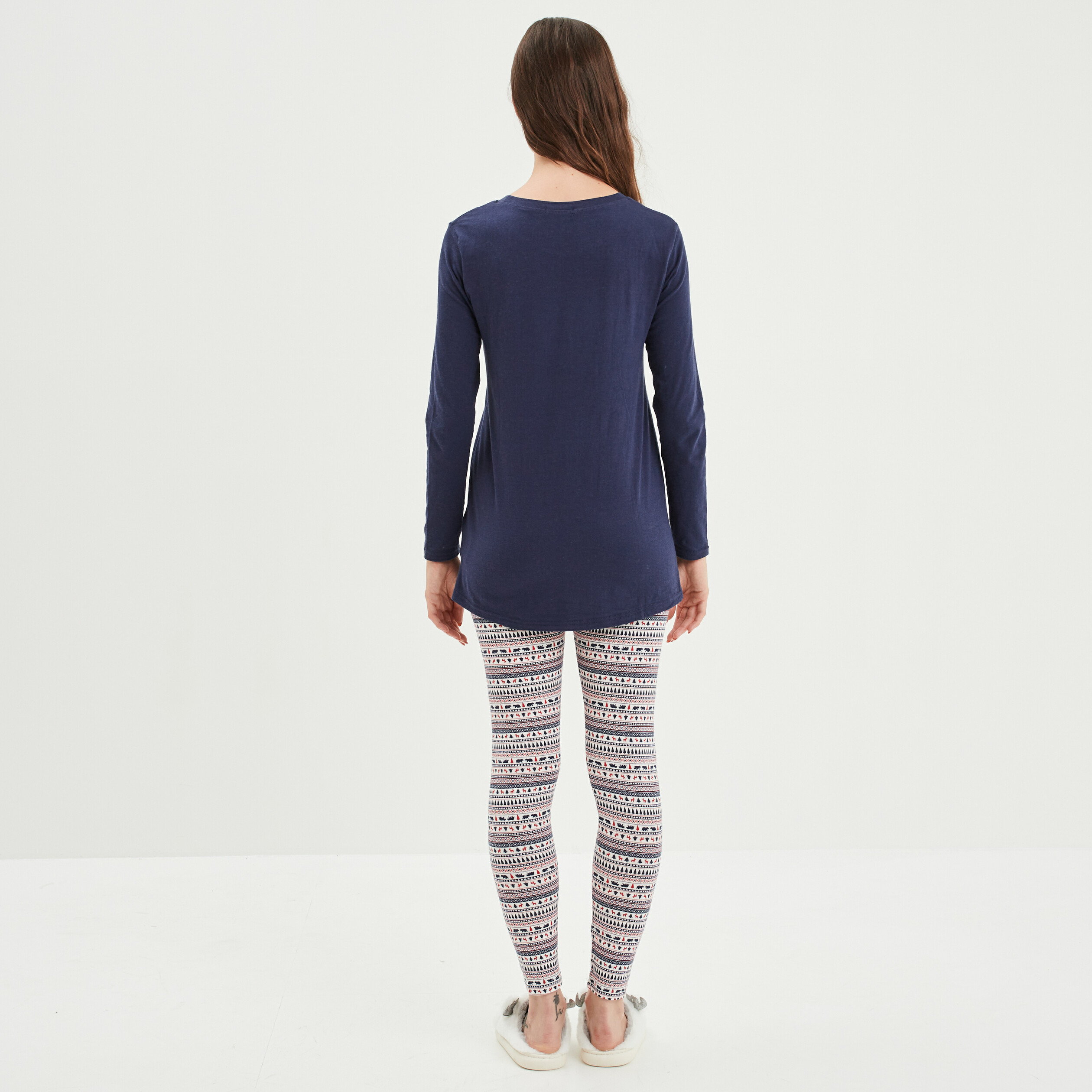Ensemble pyjama pantalon 2 pièces bleu marine femme