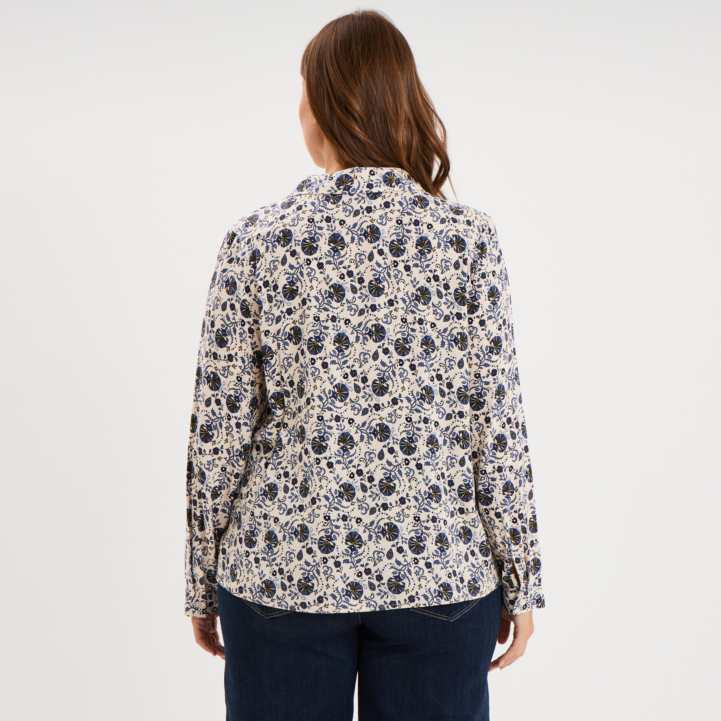 Blouse fluide manches 3/4 ecru femme grande taille
