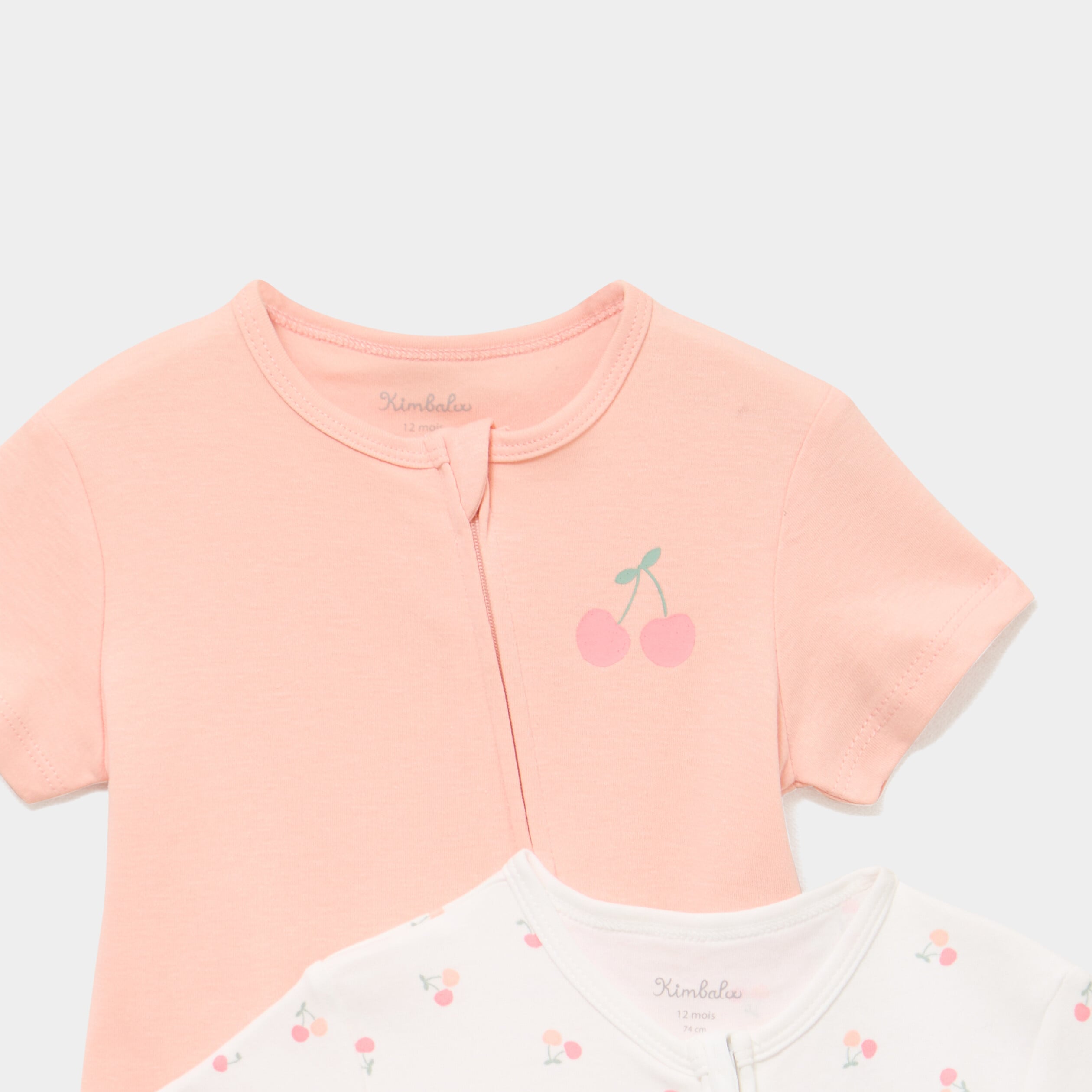 Lot 2 combishorts coton manches courtes ecru b&eacute;b&eacute;