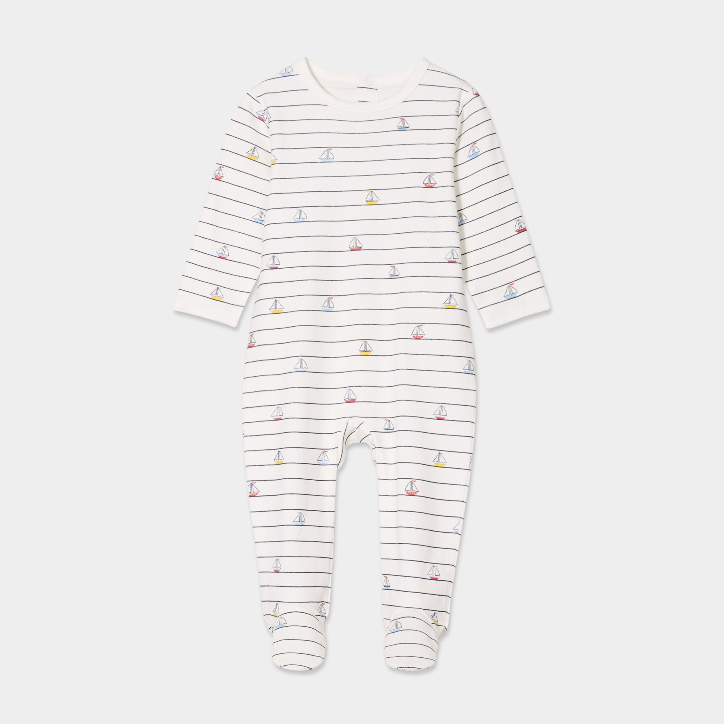 dors bien coton manches longues boutonne ecru bebeg Dors-bien coton manches longues boutonné ecru bébé garçon