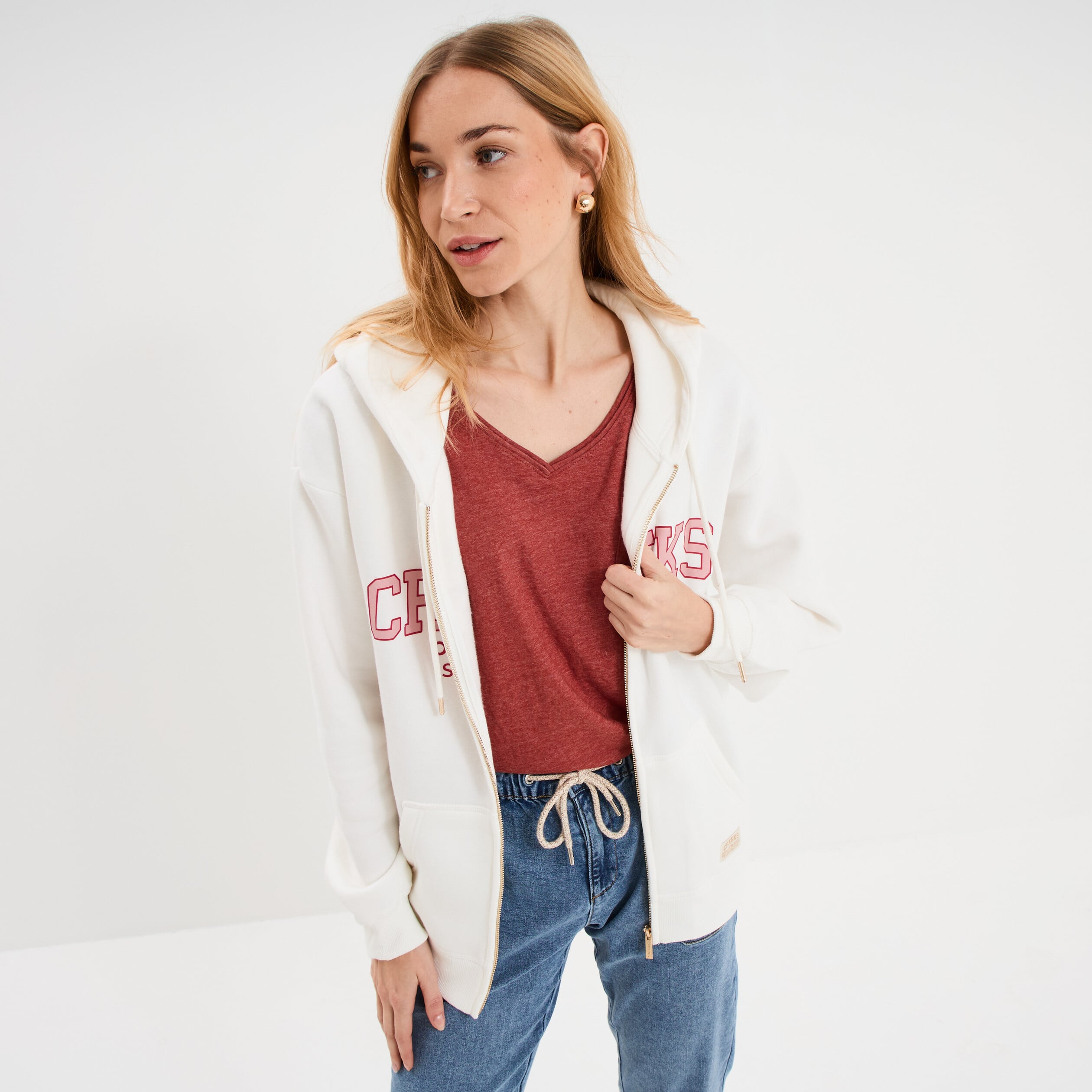 Sweat New Balance Crew Blanc pour Femme