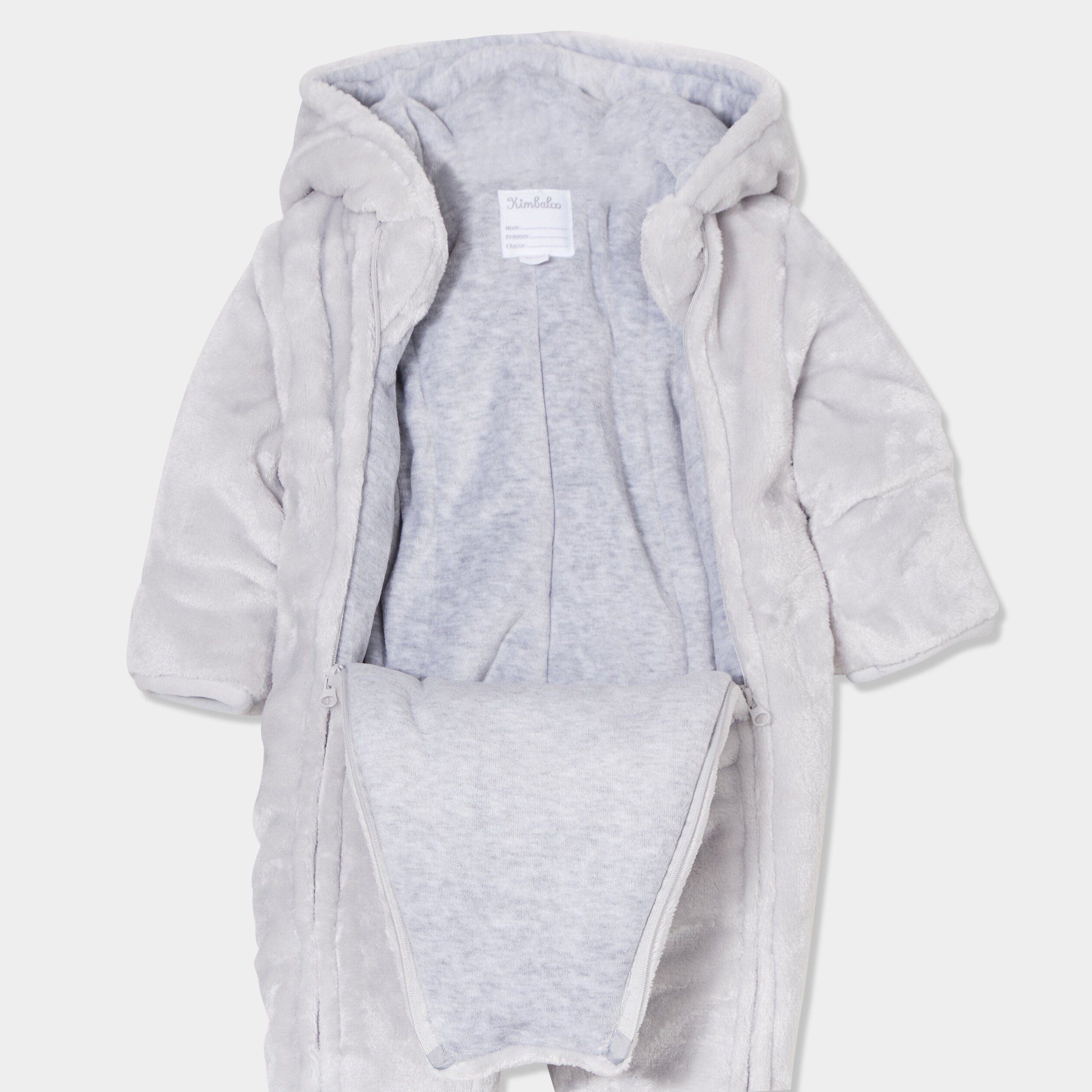 combinaison pilote effet velours a zip gris bebeg Combinaison pilote effet velours à zip gris bébé garçon