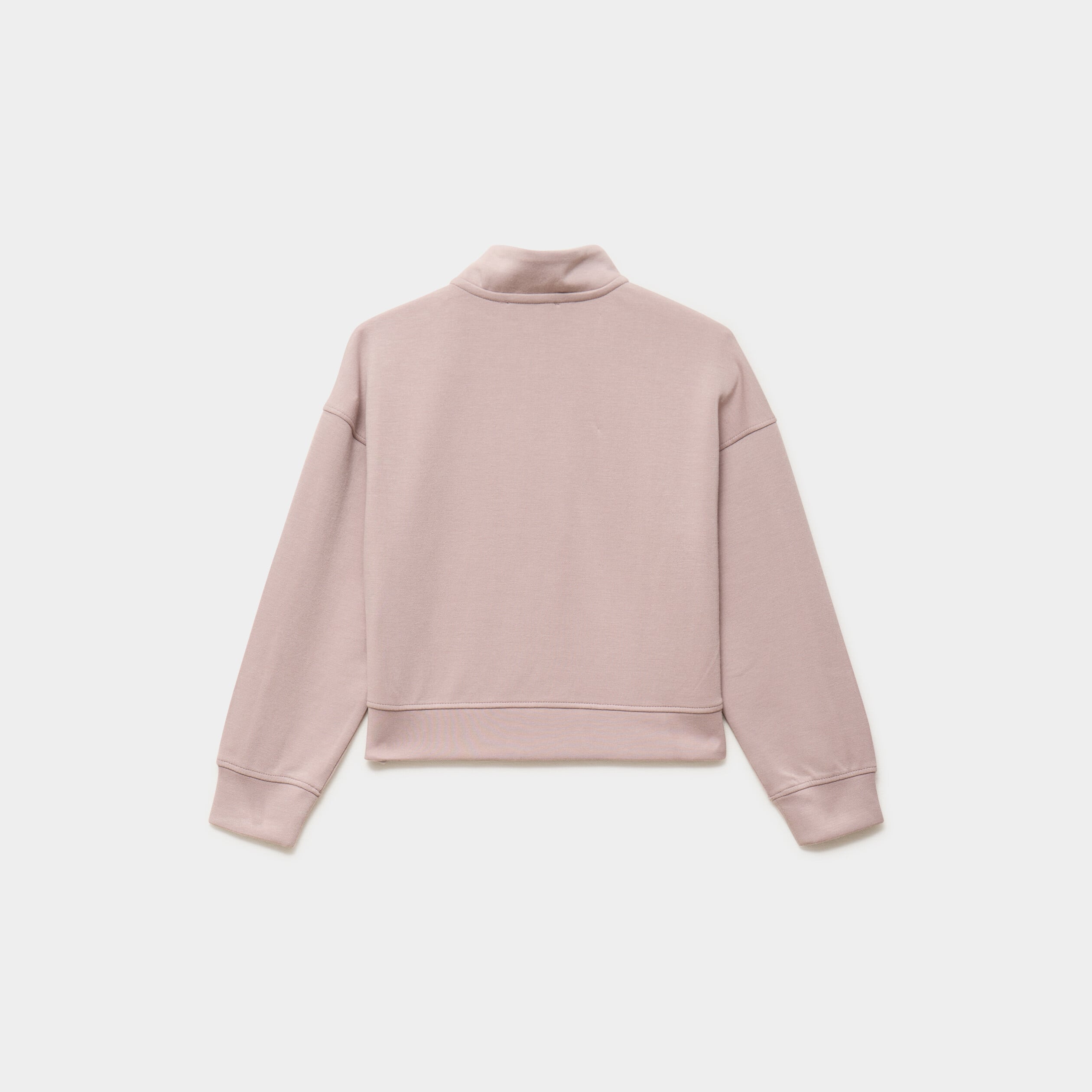 Sweat col camionneur zipp&eacute; marron clair fille